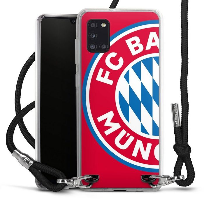 DeinDesign Handyhülle FC Bayern München Offizielles Lizenzprodukt FCB Großes FCB Logo Rot Samsung Galaxy A31 Handykette Hülle mit Band Case zum Umhängen
