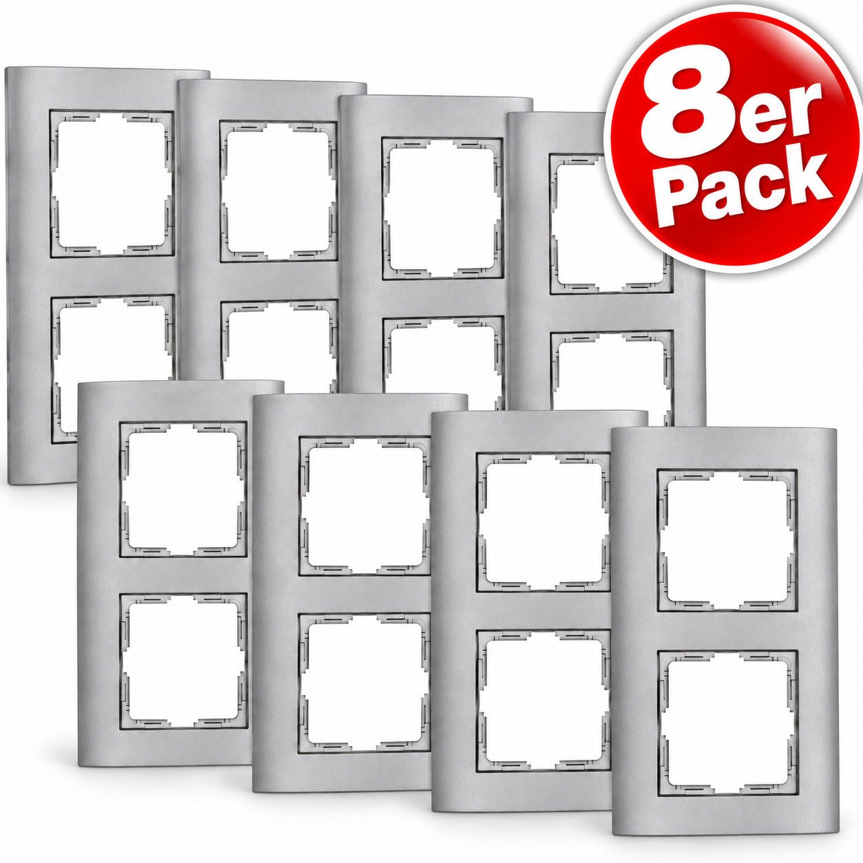 Kopp Abdeckrahmen 8X 2-Fach Abdeckrahmen für Schalter Steckdose Doppelrahmen Unterputz, Schalterrahmen Steckdosenrahmen Schalterrahmen Steckdosenrahmen