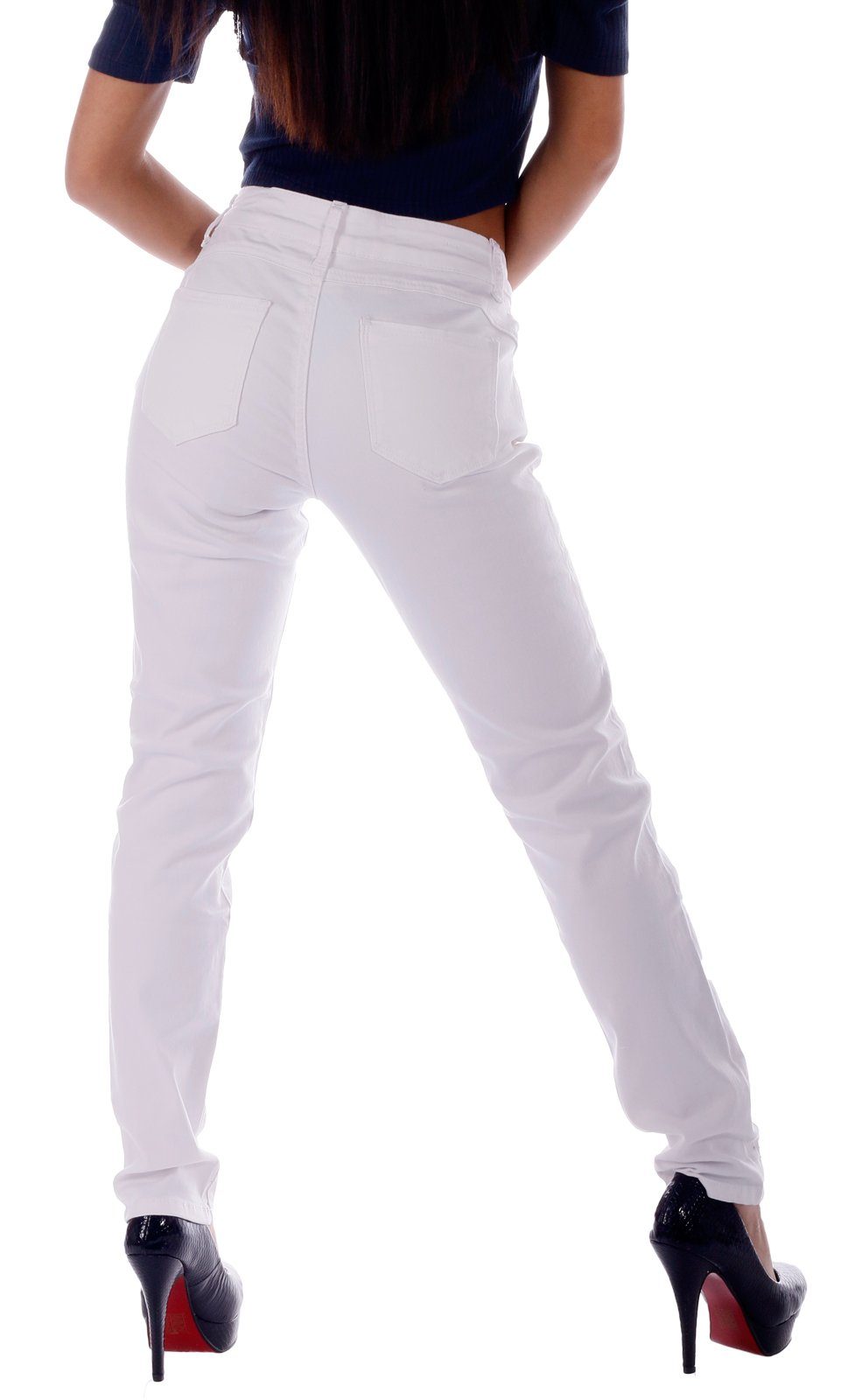 mit Applikationen Stickerei-Bling in Moda Jeans Bootcut-Jeans Vintage Farben Weiß Charis