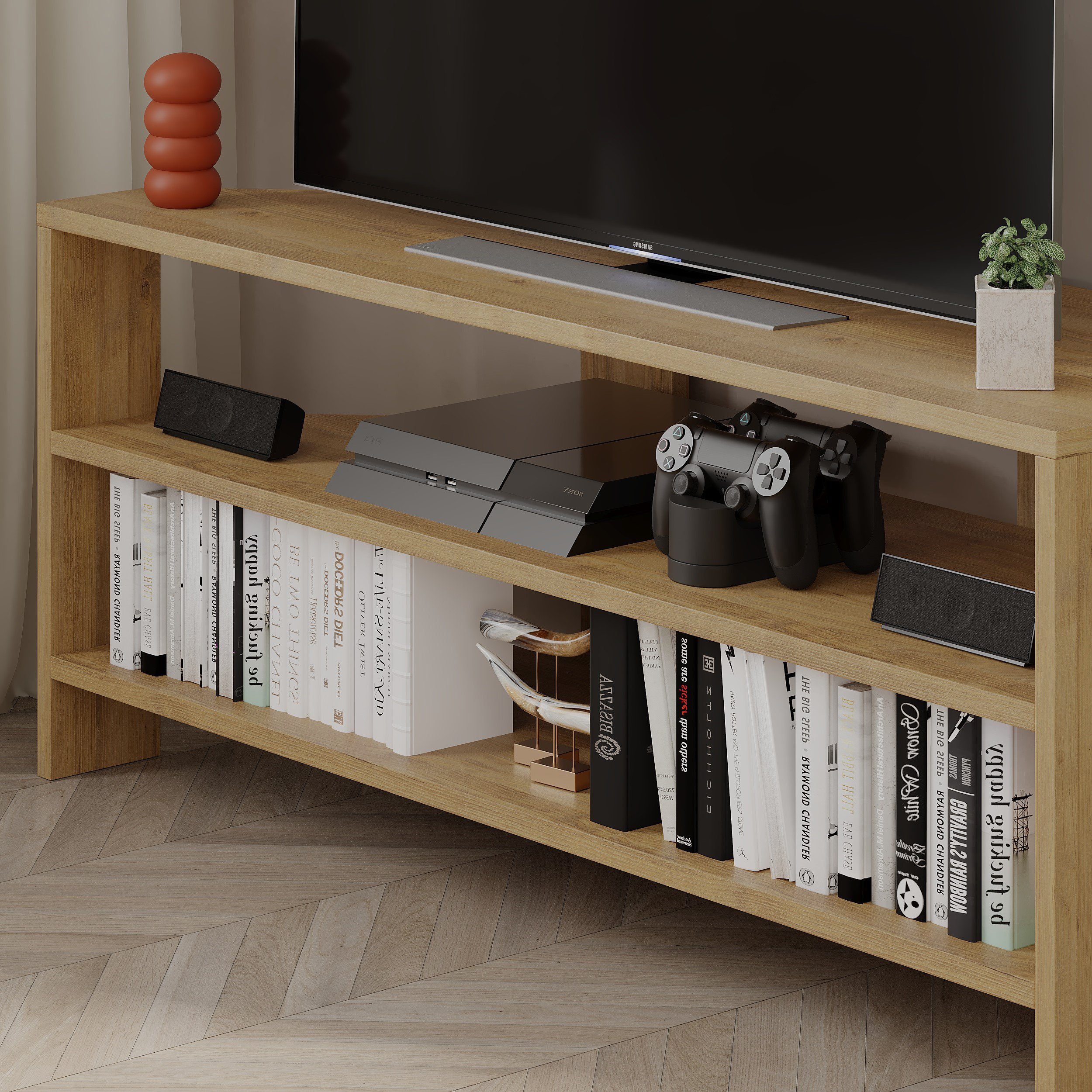 Decortie TV-Schrank Thales (1 set) Modernes Eck-Fernsehgerät Multimedia-Center, 110 x 36 x 45 cm – Bild 5 von 5