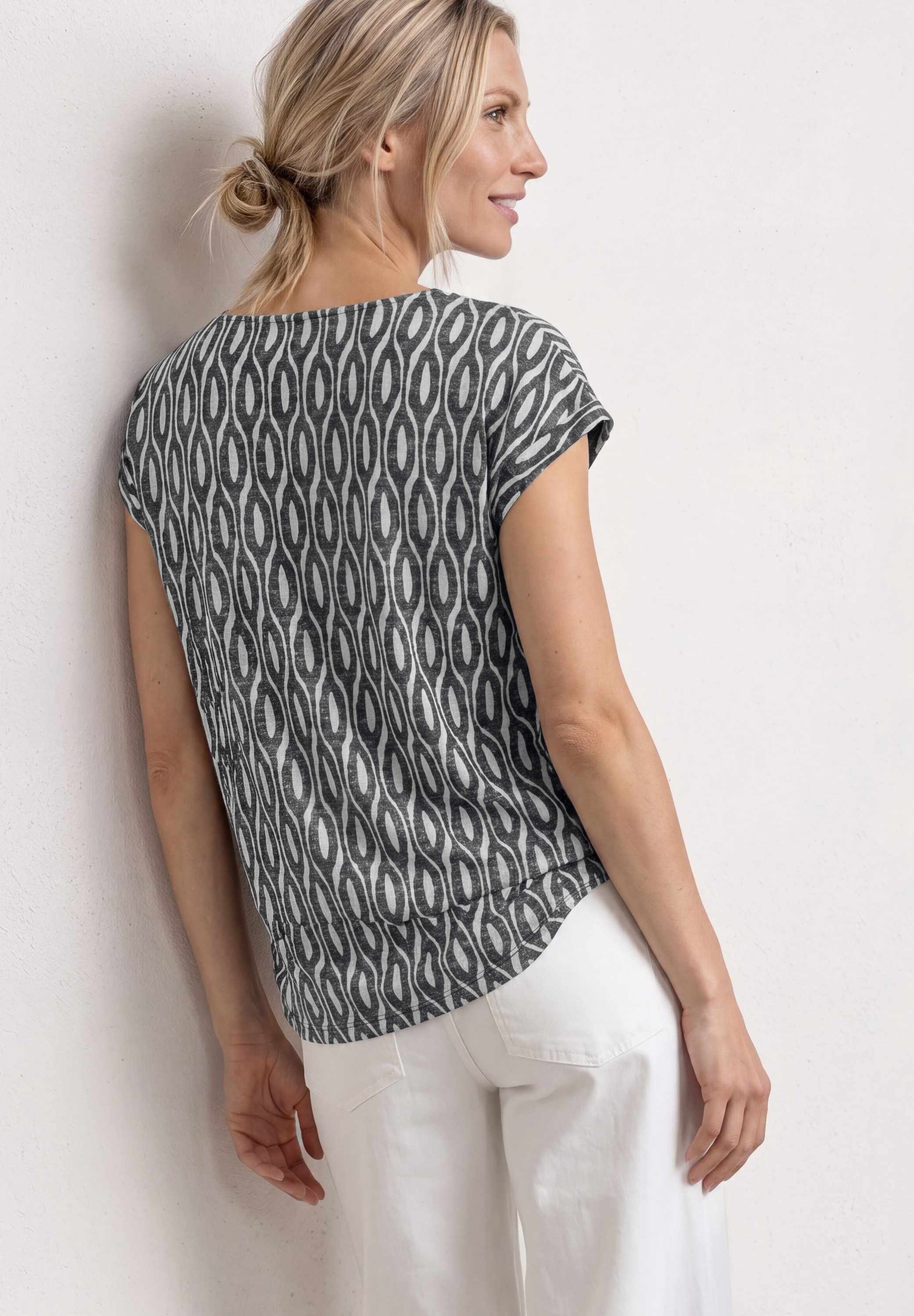 STREET ONE Shirttop Sommershirt im Ausbrenner-Look/mit Allover-Print – Bild 2 von 5
