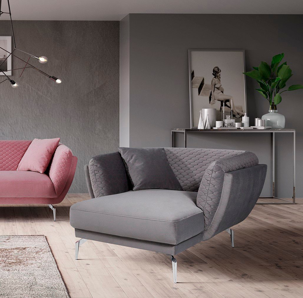 Leonique Loveseat »Izabella«, mit Steppung und extra hohen Füßen, inklusive dekorativen Wendekissen