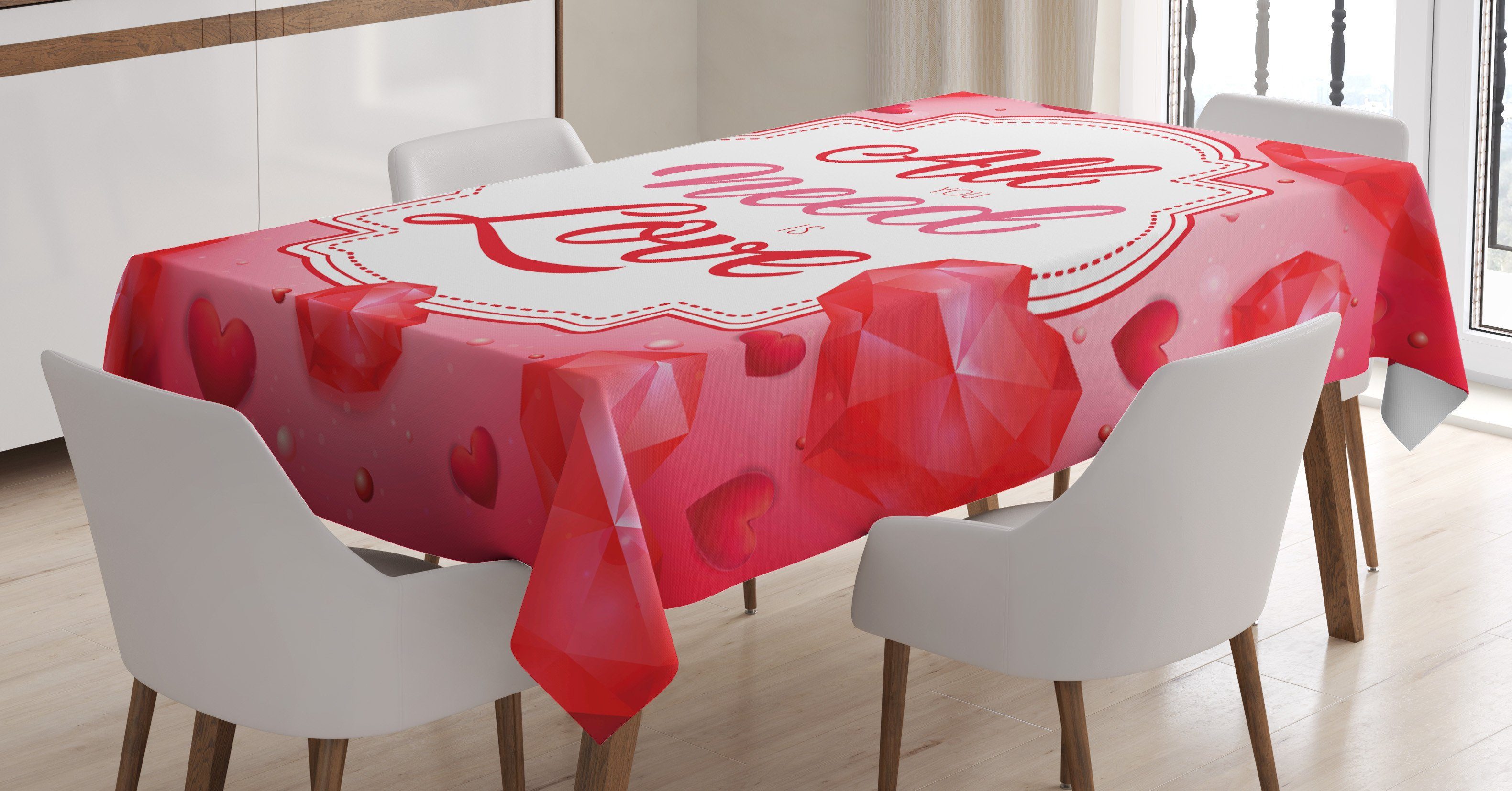Abakuhaus Tischdecke Farbfest Waschbar Für den Außen Bereich geeignet Klare Farben, Zitat Romantische Nachricht mit Herz