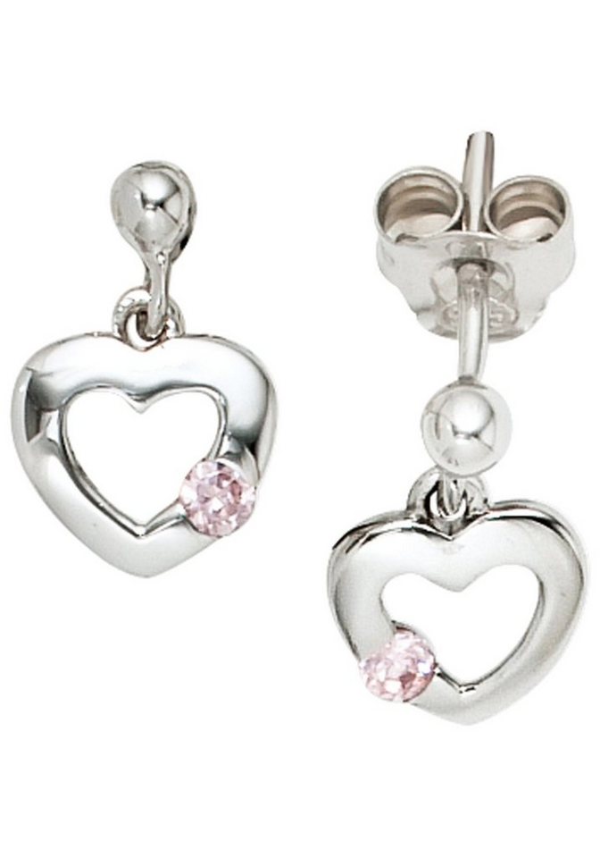 JOBO Paar Ohrhänger, Herz 925 Silber mi... JOBO Paar Ohrhänger, Herz 925 Silber mi...