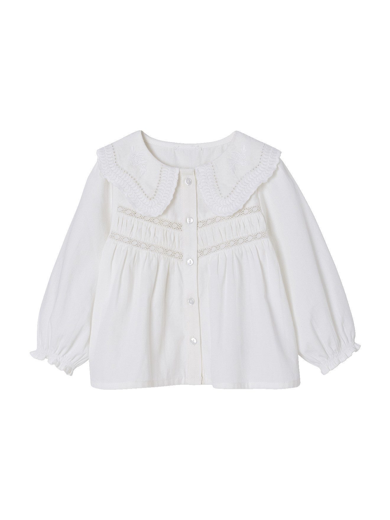 vertbaudet Langarmhemd Baby Bluse aus Popeline mit Stickerei