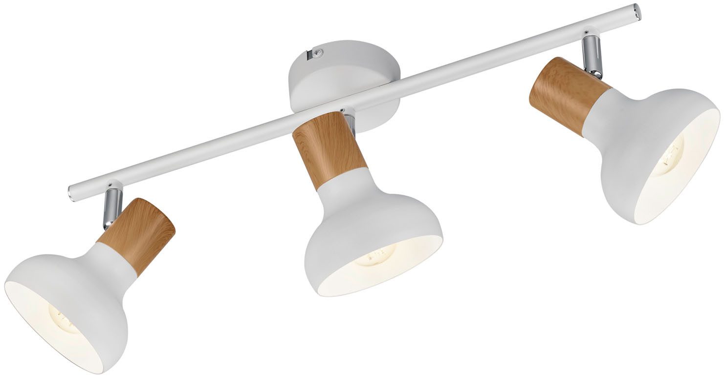 Reality Leuchten Deckenstrahler LATIKA, Strahler 3-flammig, exkl 3x E14 max 10W, Deckenspot Wandspot, Leuchtmittel wechselbar, warmweiß - kaltweiß, schwenkbarer Strahler, Metall und Holzoptik Lackierung, Spot Licht