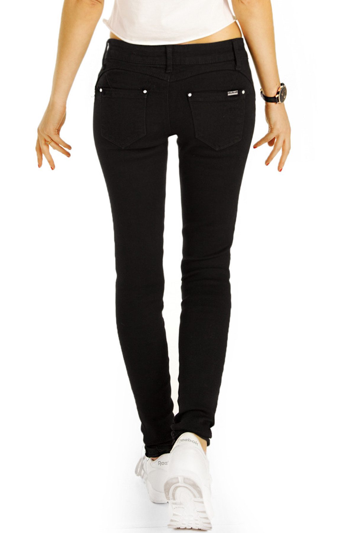 be styled Low-rise-Jeans Low Waist Jeans Hose hüftige Röhrenjeans Hüftjeans - Damen - j2e mit Stretch-Anteil