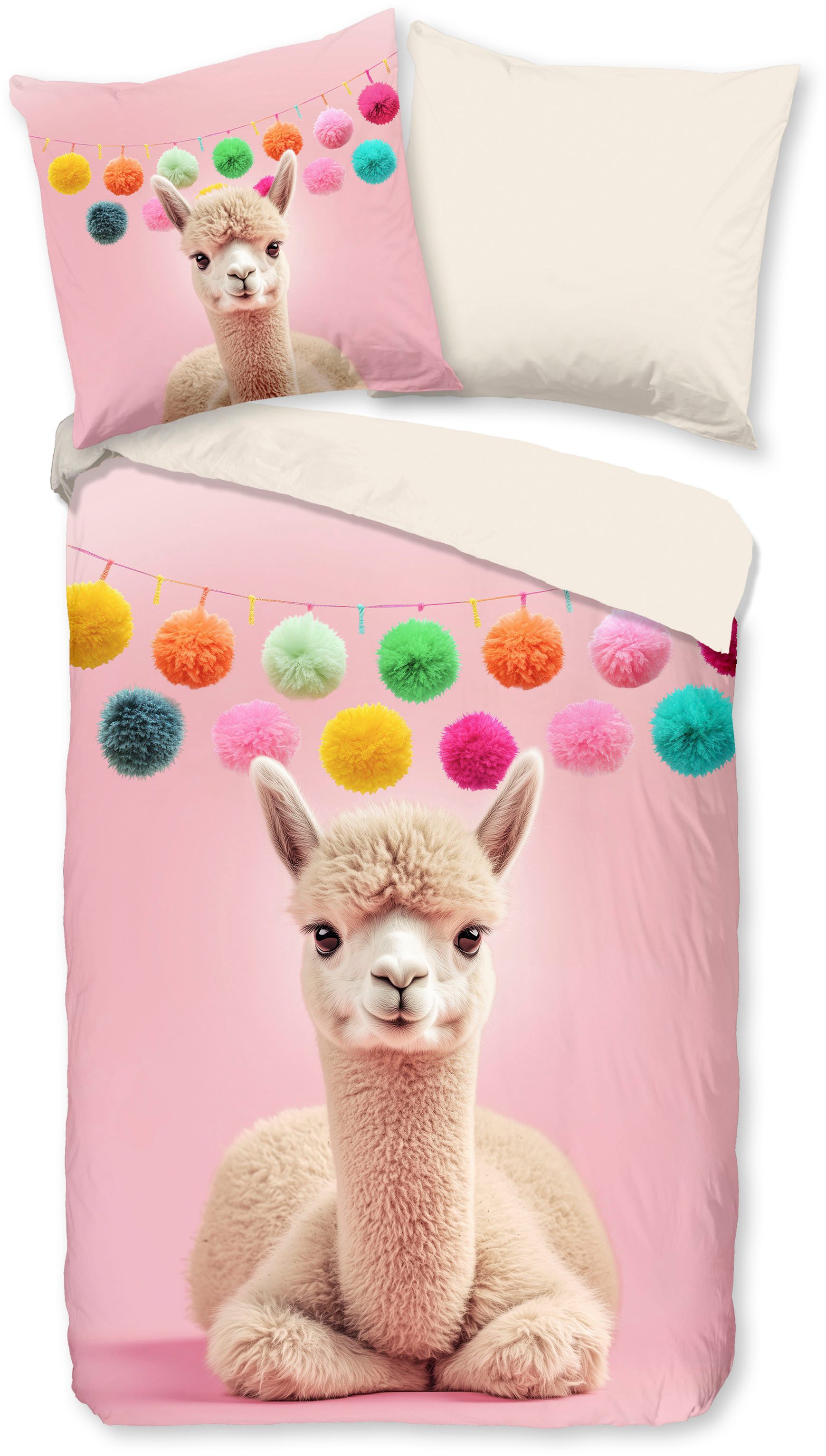 PURE luxury collection Kinderbettwäsche Relaxing, Microfaser, 2 teilig, Mikrofaser, 135x200, 2 Teilig, Wendeoptik, Mädchen, Alpaka, Rosa