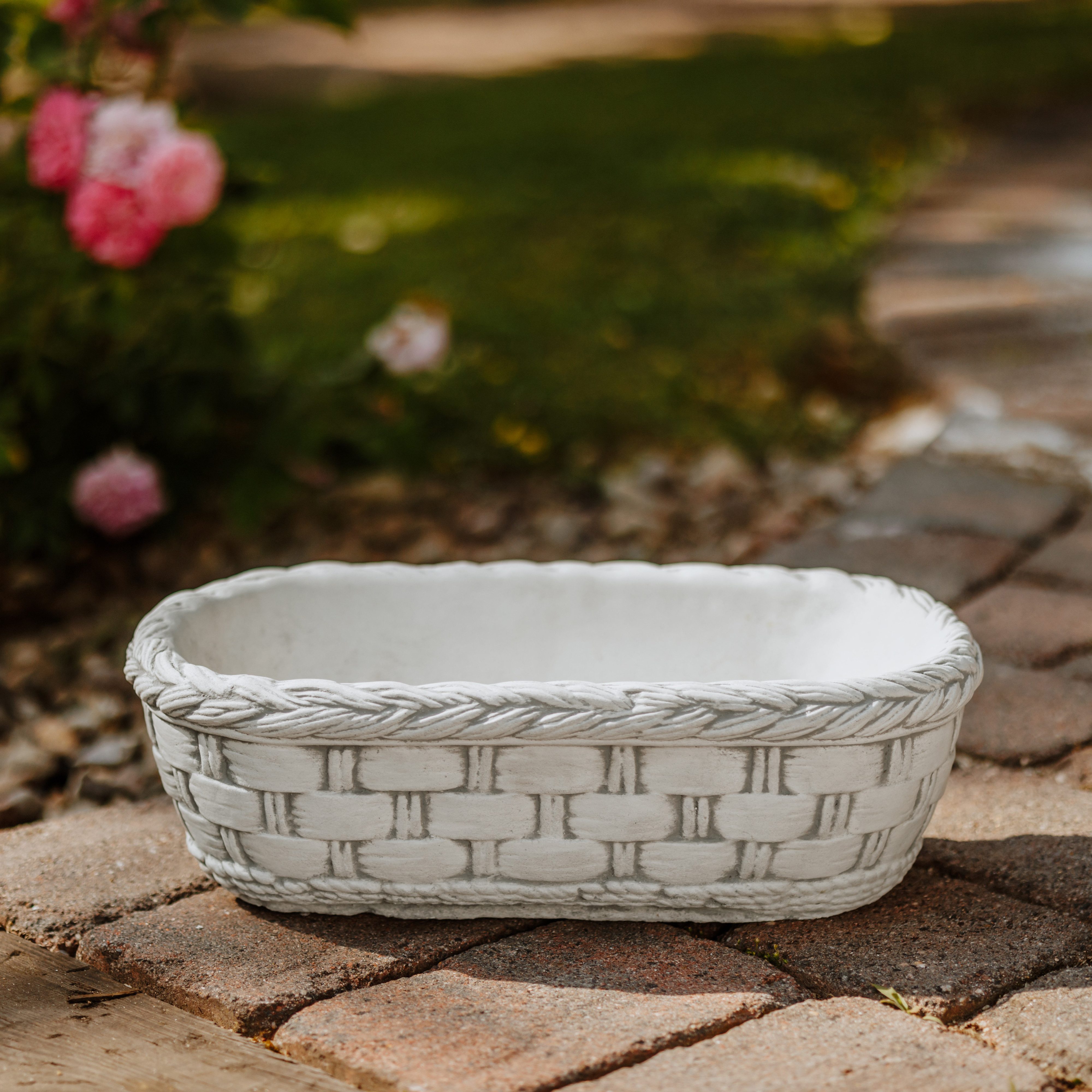 gartendekoparadies.de Pflanzschale Dekoratives Pflanzgefäß in Korboptik, 42 x 22 x 14 cm, 8 kg, Frostsicher