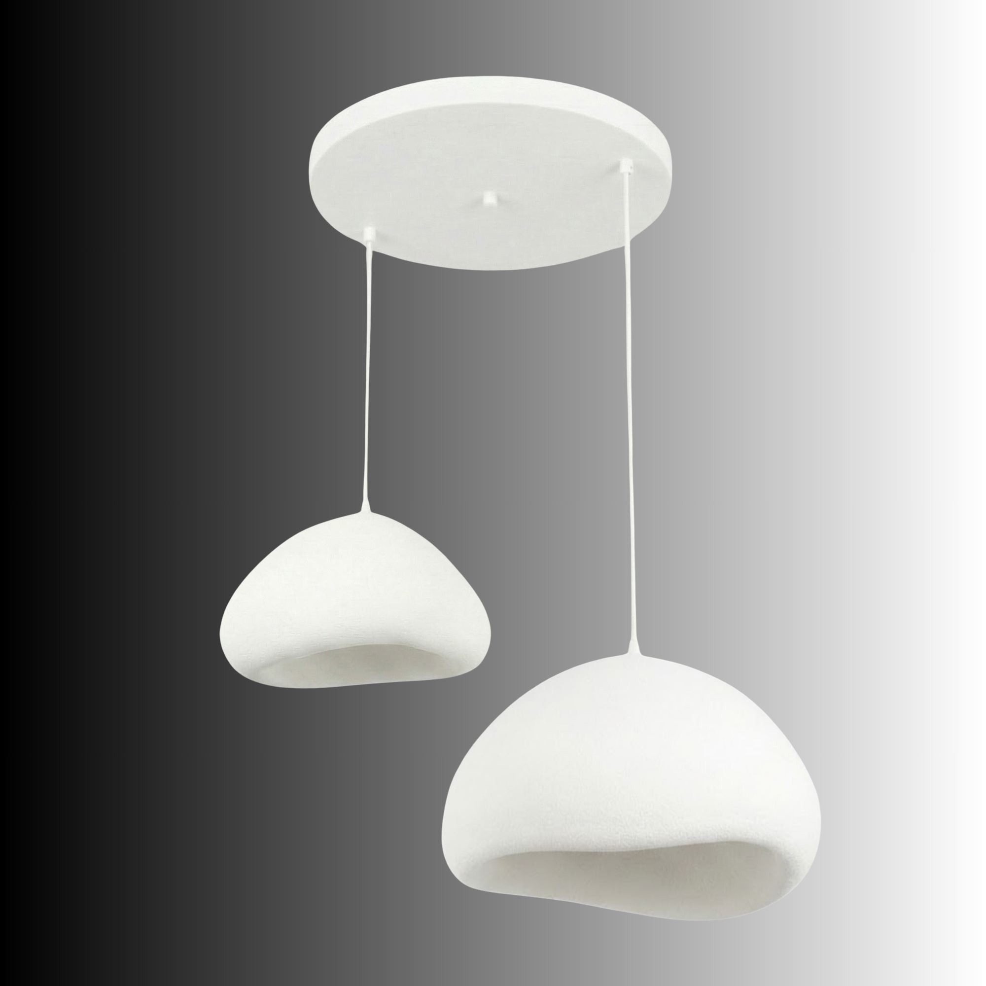 Opviq Kronleuchter Design Leuchte, Höhenverstellbar 55 und 115, Abhängig vom Leuchtmittel, Design Pendelleuchte Weiß – Fiberglas-– 1-, 2- oder 3-flammig wählbar