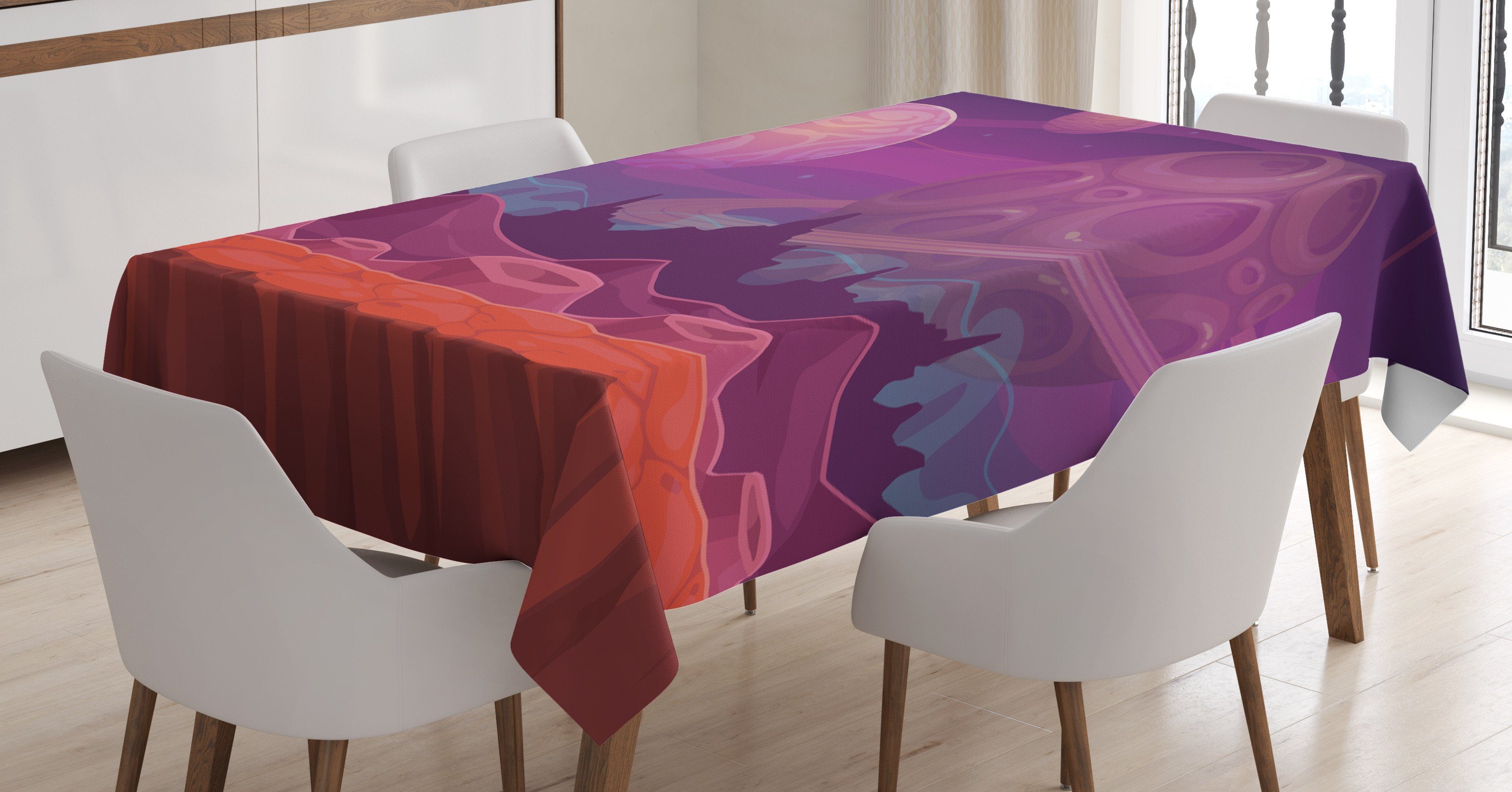 Abakuhaus Tischdecke Farbfest Waschbar Für den Außen Bereich geeignet Klare Farben, Fantasie Alien Dreamy Landschaft