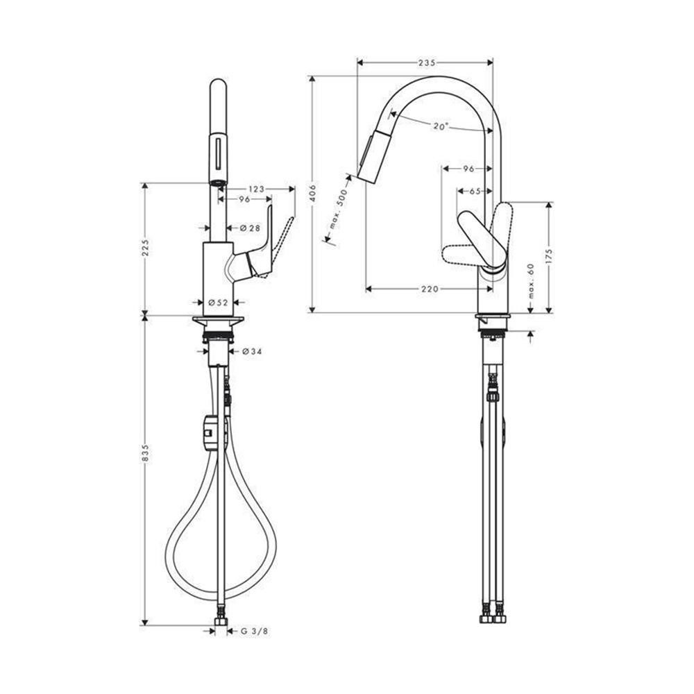 hansgrohe Küchenarmatur hansgrohe 240 Focus M41, ausziehbarer Schlauch mit Brausefunktion