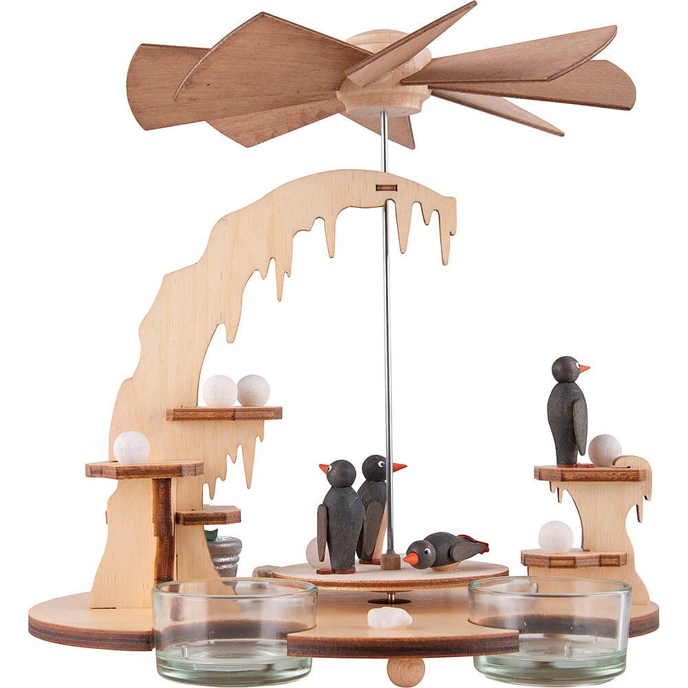 Kuhnert Weihnachtspyramide 1-stöckige Pyramide mit Pinguinen (20cm) von Drechslerei Kuhnert