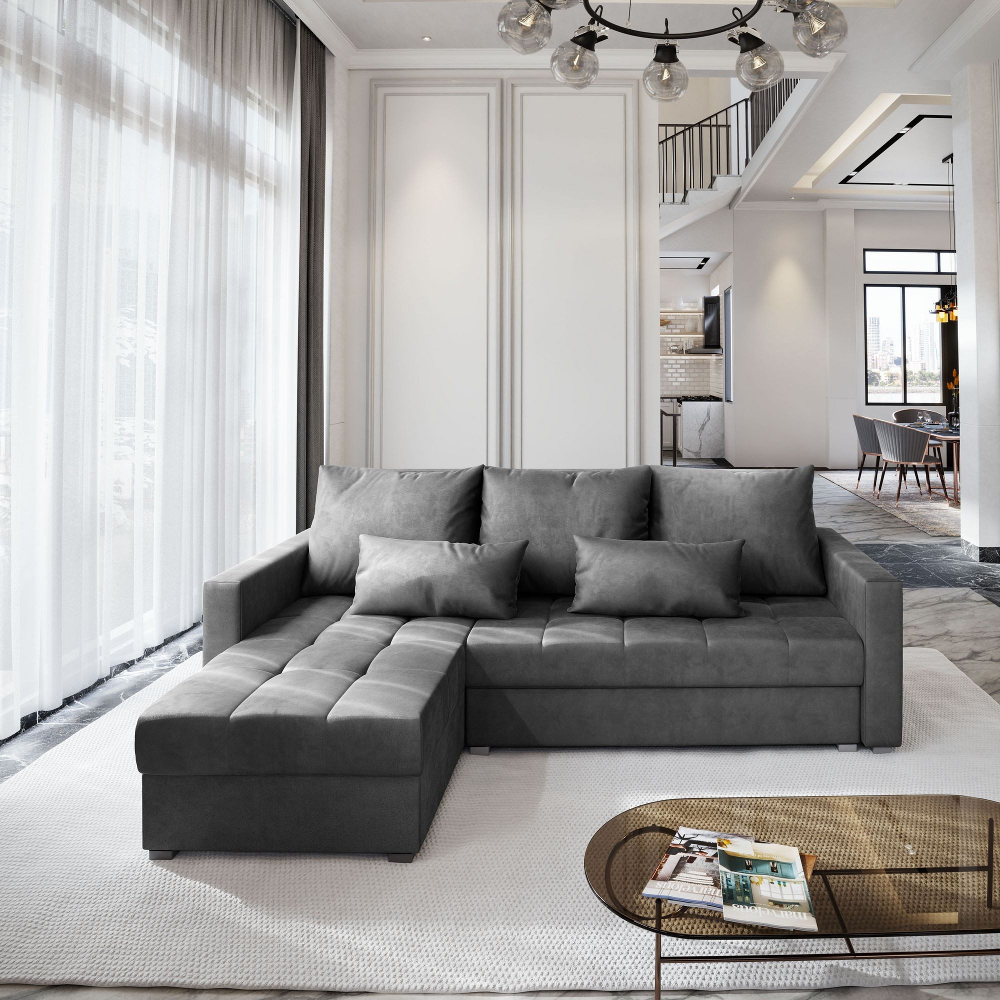 Masseno Ecksofa KOS mit Schlaffunktion L-Form, Sofa mit Bettkasten günstig online kaufen