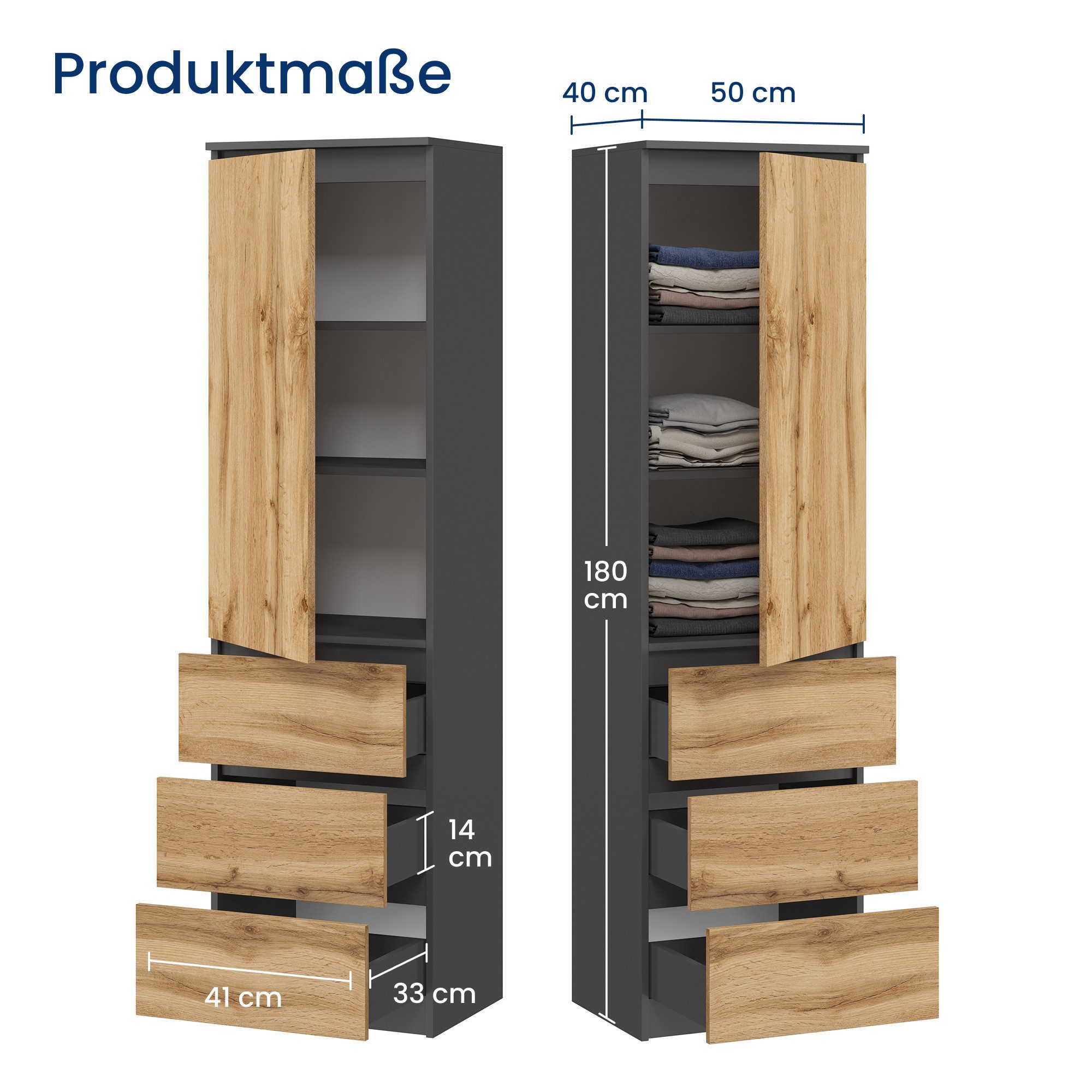 Home Collective Kleiderschrank Mehrzweckschrank mit 3 günstig online kaufen