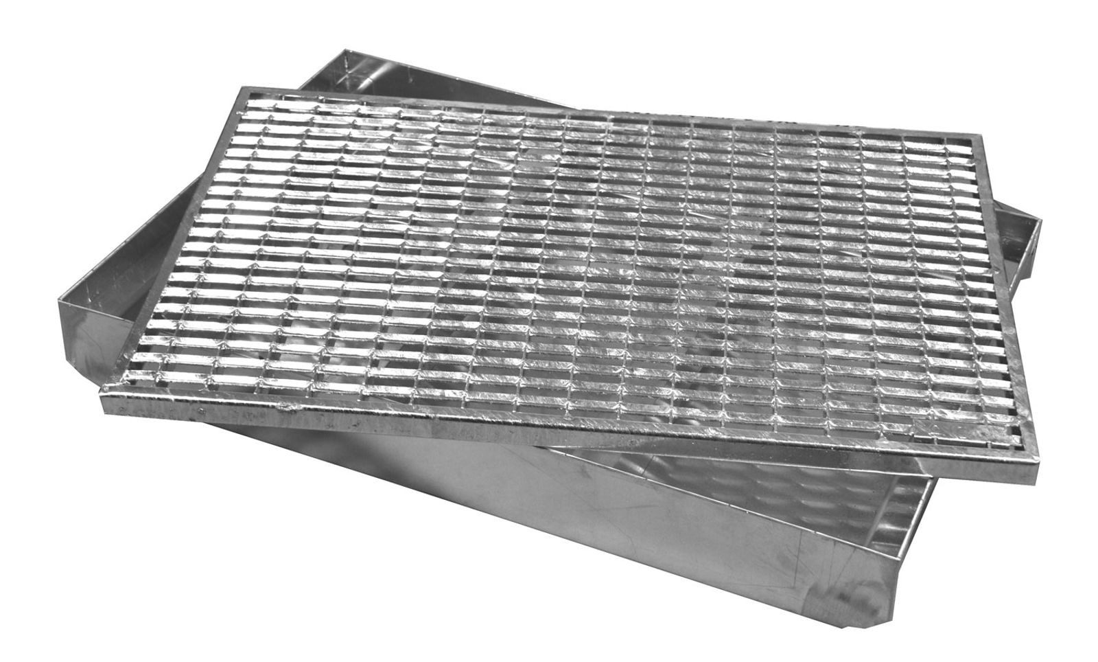 ACO Severin Ahlmann GmbH & Co. KG Fußmatte Schuhabstreifer Maschenrost mit V-Stab + Aluminium Bodenwanne, rechteckig, Höhe: 75 mm, 600x400mm, für den Außenbereich, Ablauf DN50
