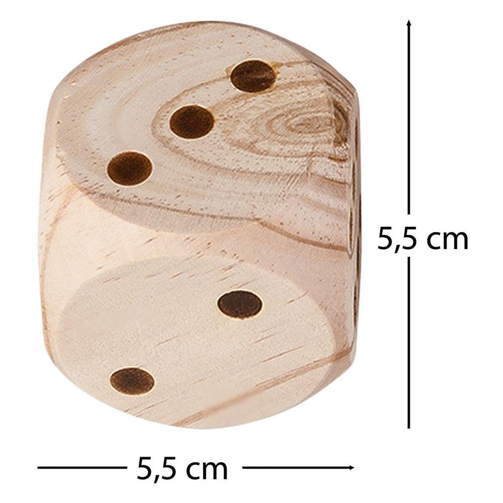 Idena Spiel, mit cm aus 5,5 Augenwürfel XXL Holz Holzwürfel Stück, Aufbewahrungsbeutel ca. 5