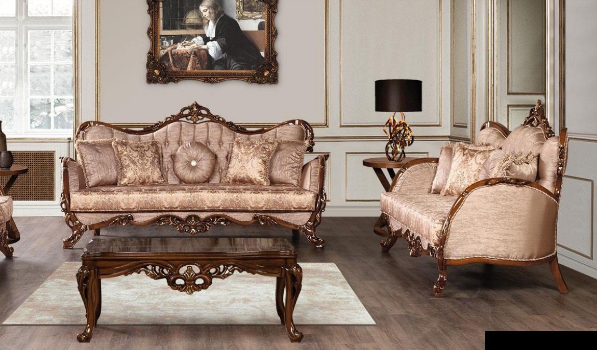 Wohnzimmer-Set, Garnitur Luxus Couch 3+3 Möbel JVmoebel Sofa Sofagarnitur Sitzer Stoff Sofas