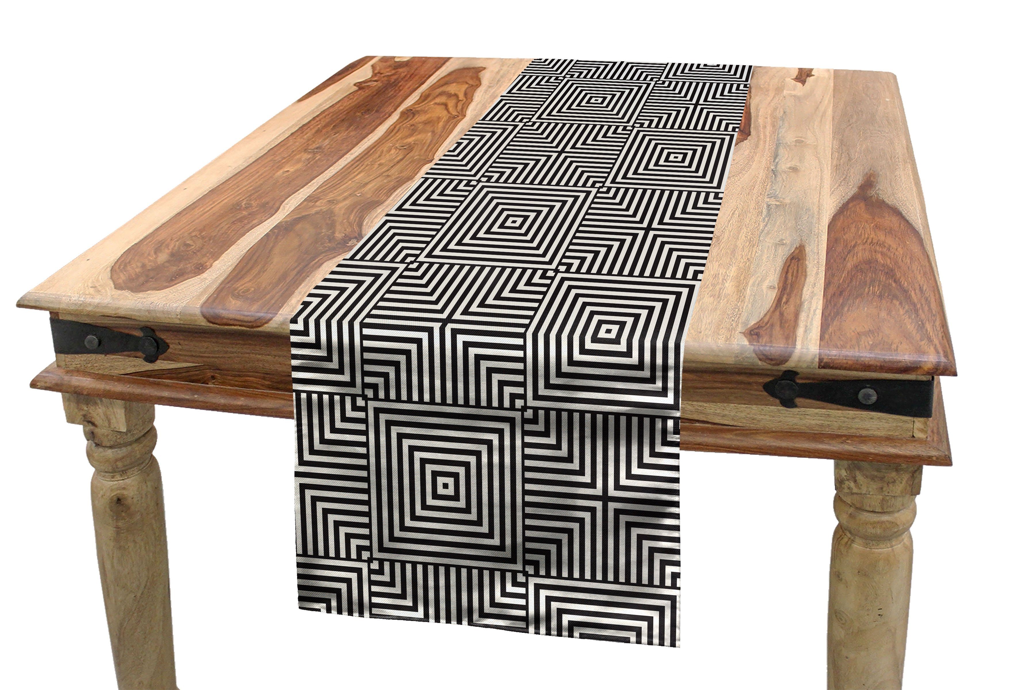 Abakuhaus Tischläufer Esszimmer Küche Rechteckiger Dekorativer Tischläufer, Geometrisch Ornamental Stripes Kunst