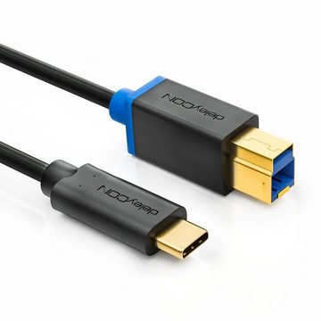 deleyCON deleyCON 3m USB C Kabel Datenkabel USB 3.0 USB-B zu USB-C Computer Tintenstrahldrucker