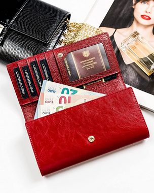 PETERSONⓇ Geldbörse Echtleder Damenbrieftasche - Zahlreiche Fächer - RFID Technologie, Hohe Qualität, Naturleder, Goldverzierte Elemente