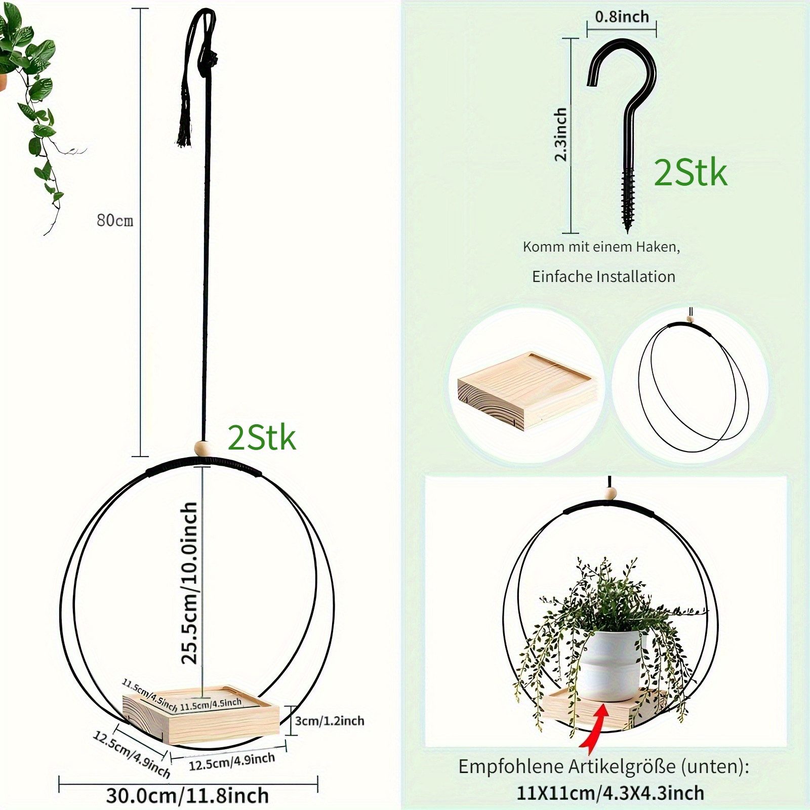 Coonoor Blumenampel Hängende Blumenampel Metall Blumentopf (2 St), Schwarz günstig online kaufen