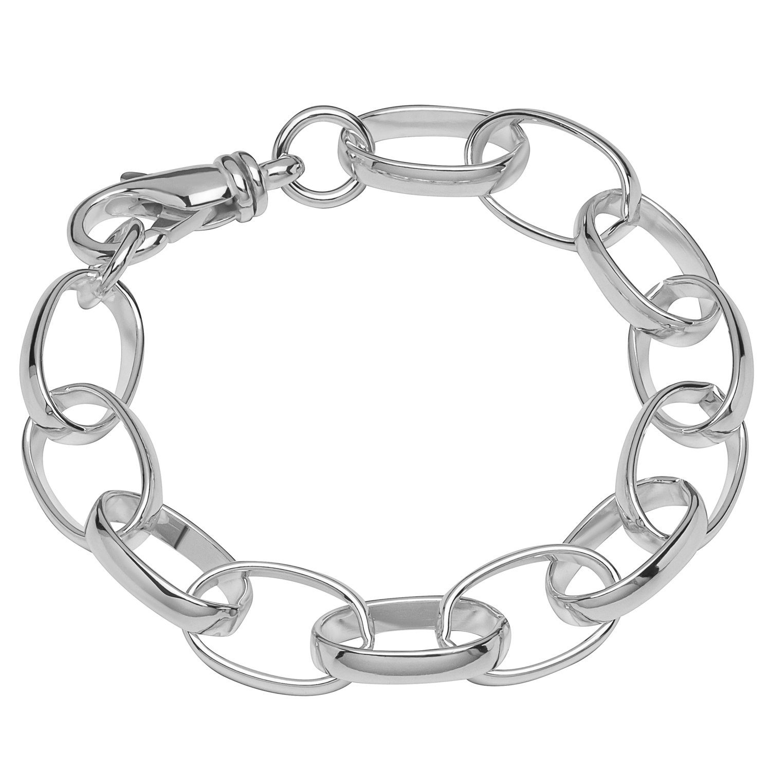 NKlaus Silberarmband Armband 925 Sterling Silber 22cm Erbskette oval Un (1 Stück), Made in Germany