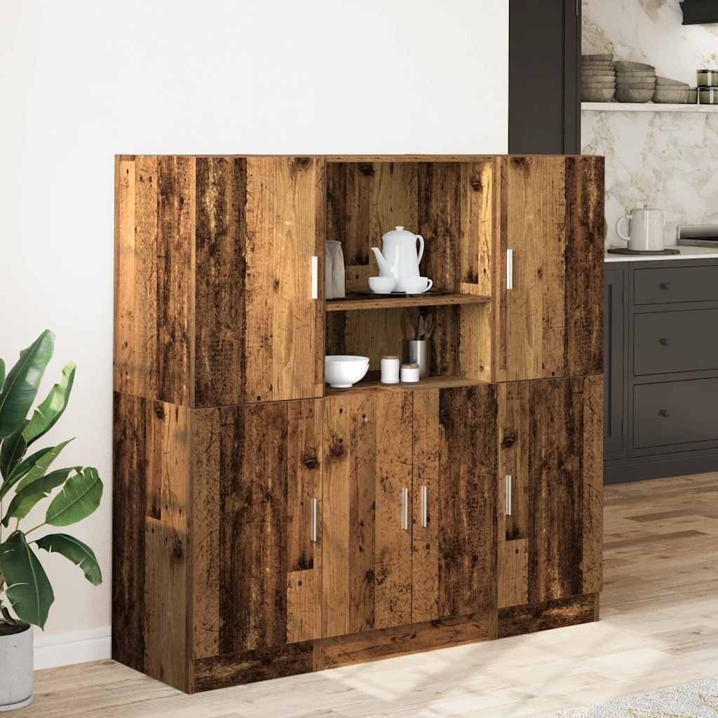 vidaXL Regal 3-tlg. Küchenschrank-Set Altholz-Optik Holzwerkstoff, günstig online kaufen
