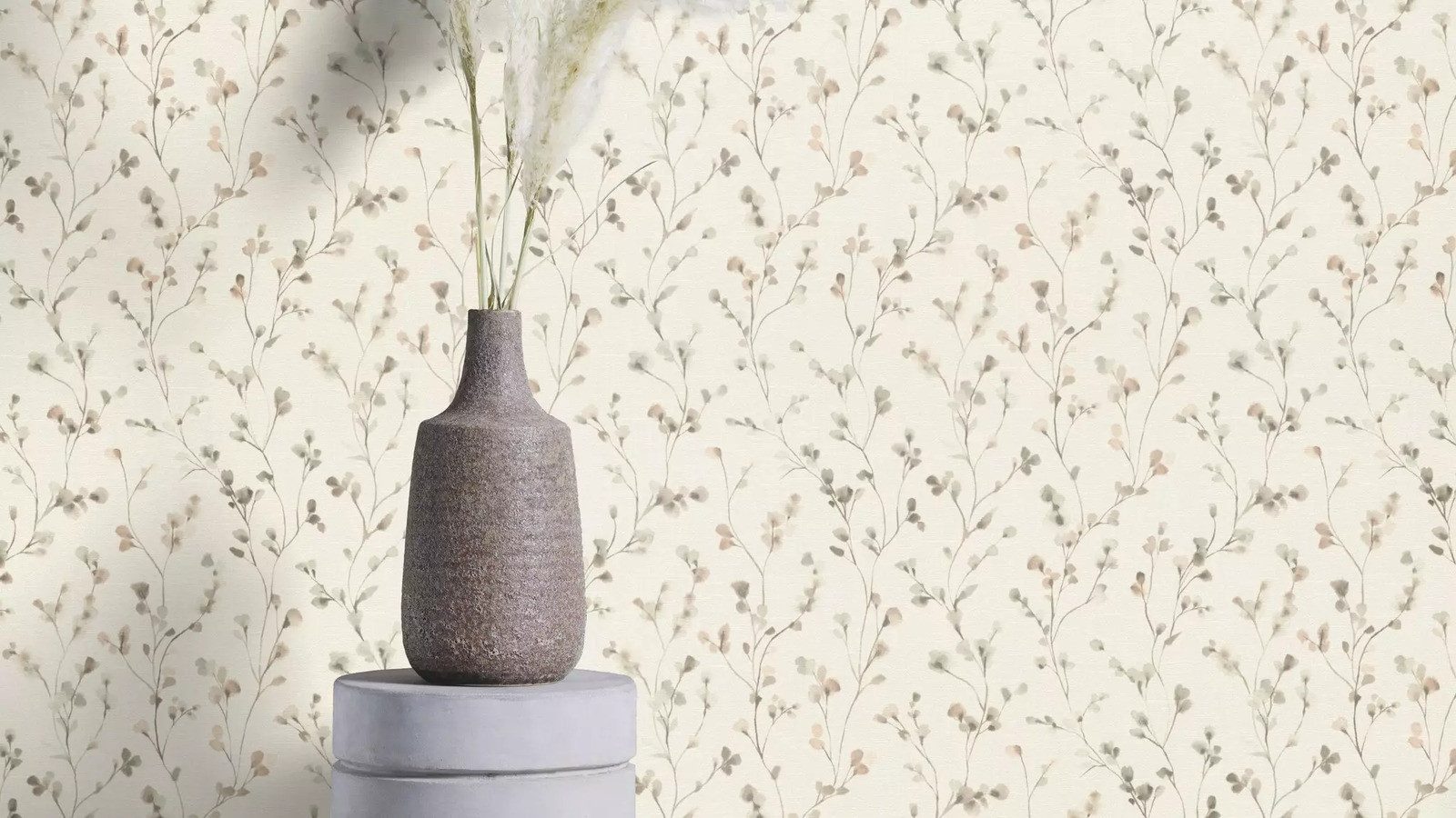 Rasch Vliestapete Aquarelloptik Blattmuster Creme Beige günstig online kaufen