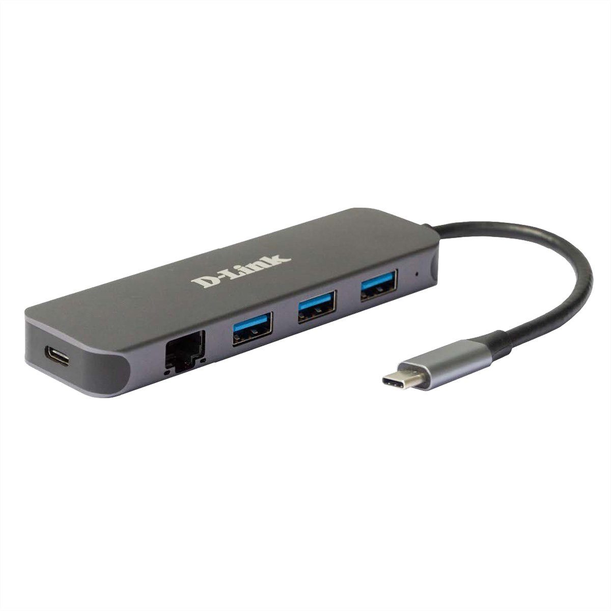 D-Link DUB-2334 5-in-1 USB-C Hub mit Gigabit Ethernet/Power Delivery Computer-Adapter USB Typ C (USB-C) Männlich (Stecker) zu RJ-45 Weiblich (Buchse)