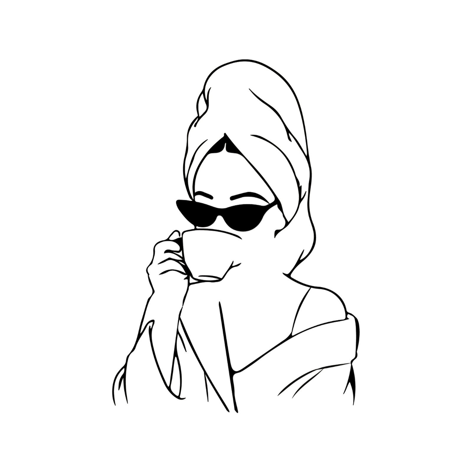 Jumpeak Wanddekoobjekt Wanddekoration “Bademantel für Damen”, Sonnenbrille, Kaffeetasse, Linien, Metall, 4 Farben, 3Größen, Wanddekoration für das Wohnzimmer,Trendig