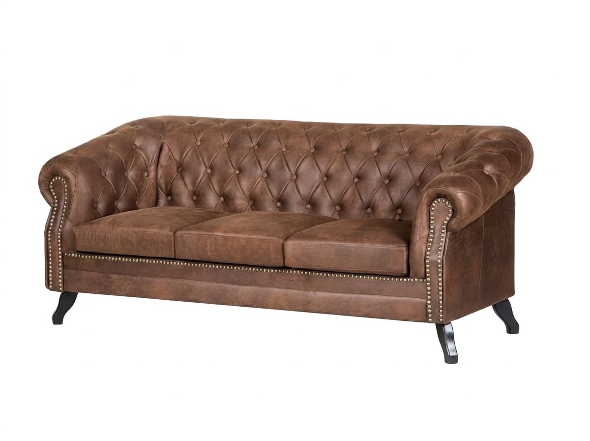 JVmoebel Chesterfield-Sofa Braunes Chesterfield 3-Sitzer Ledersofa für Wohnzimmer, 1 Teile, Made in Europa