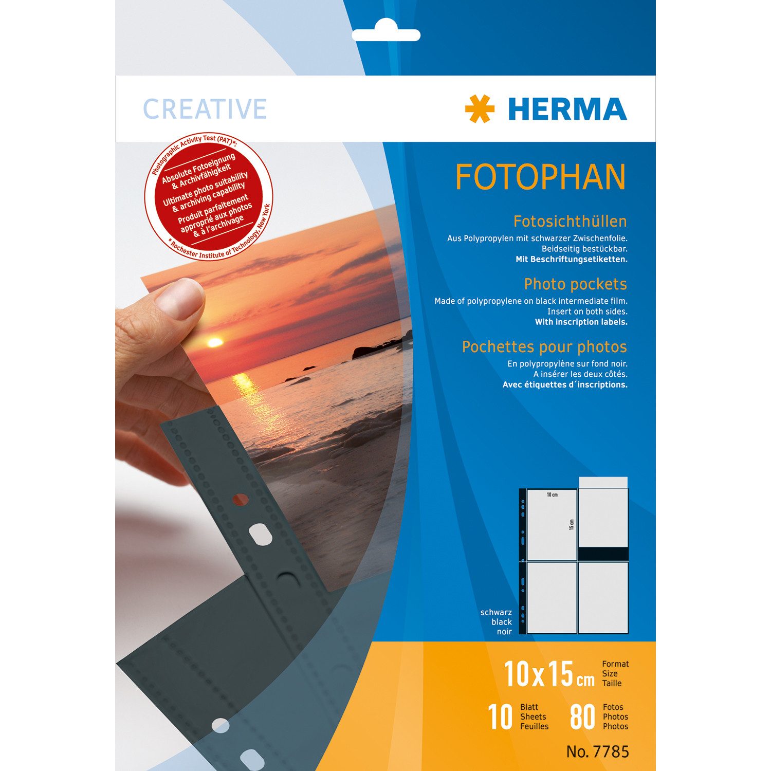 HERMA Fotoalbum Herma FOTOPHAN Fotosichthüllen PP für Fotos 10 x 15 cm hoch schwarz