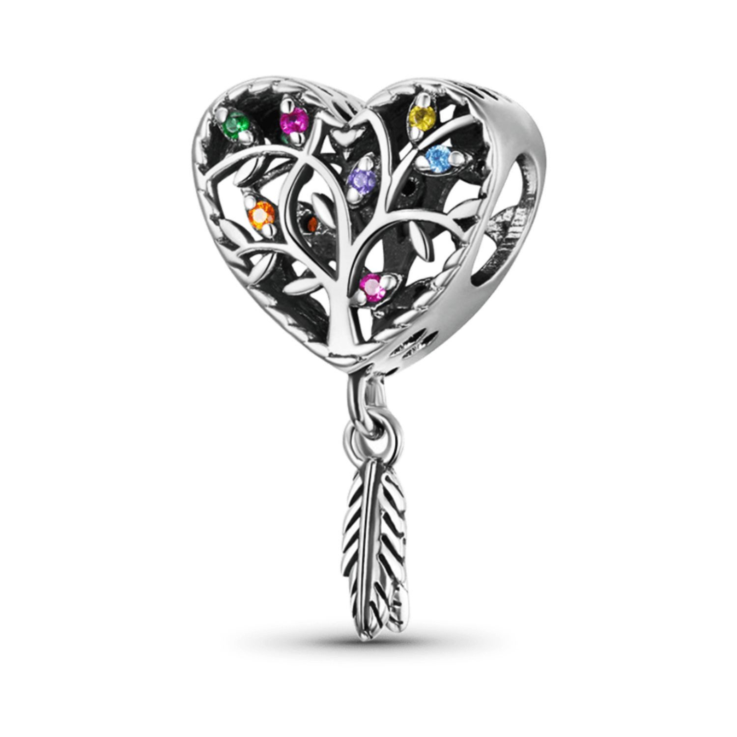 Bead Gnoce Lebensbaum-Herzcharm FLC112 Silber