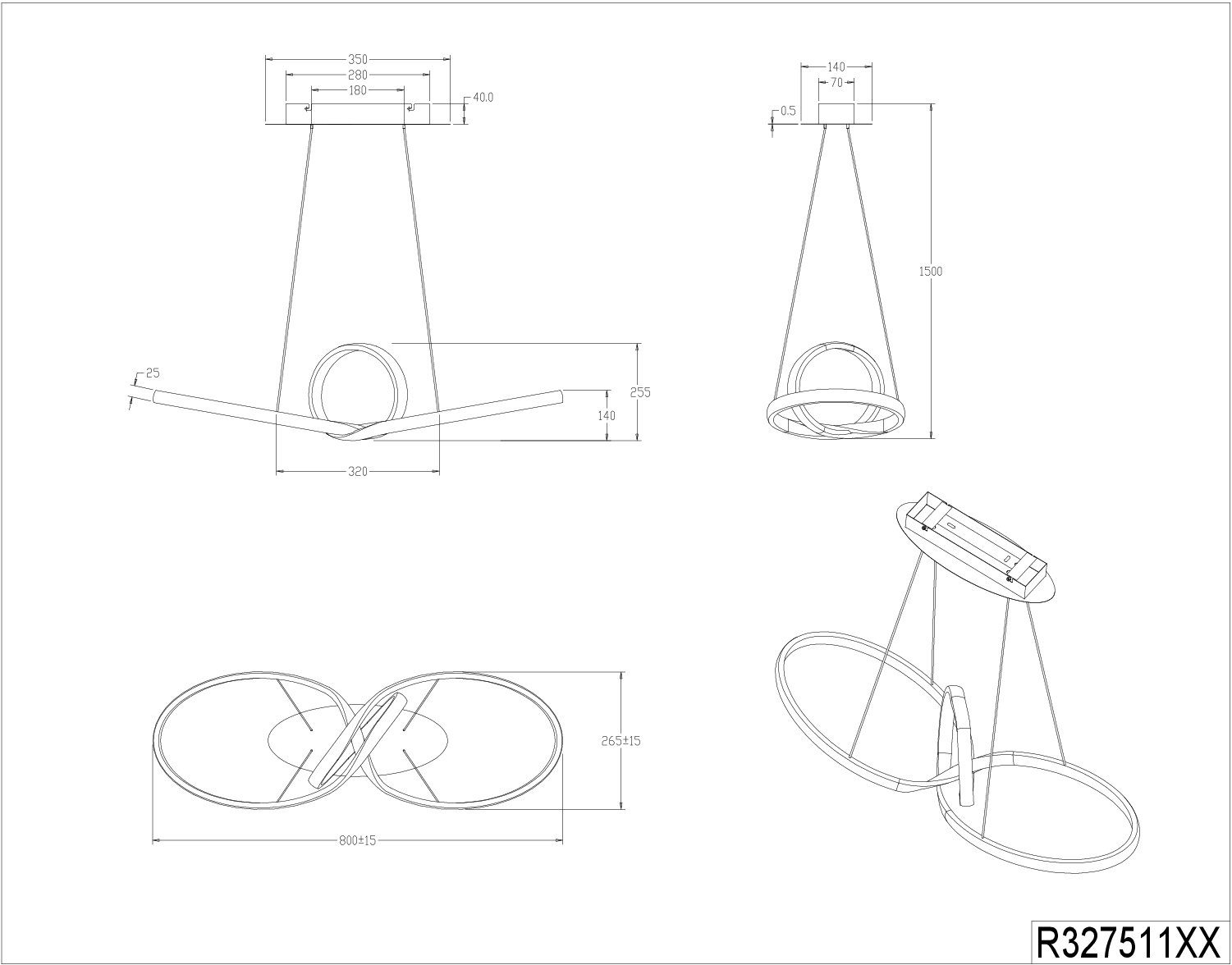 TRIO Leuchten LED Pendelleuchte 4000K, Lm, 3300 integriert, Wandschalter Helligkeitsstufen, LED mehrere fest über Abhängung 150cm dimmbar, SANSA, Neutralweiß