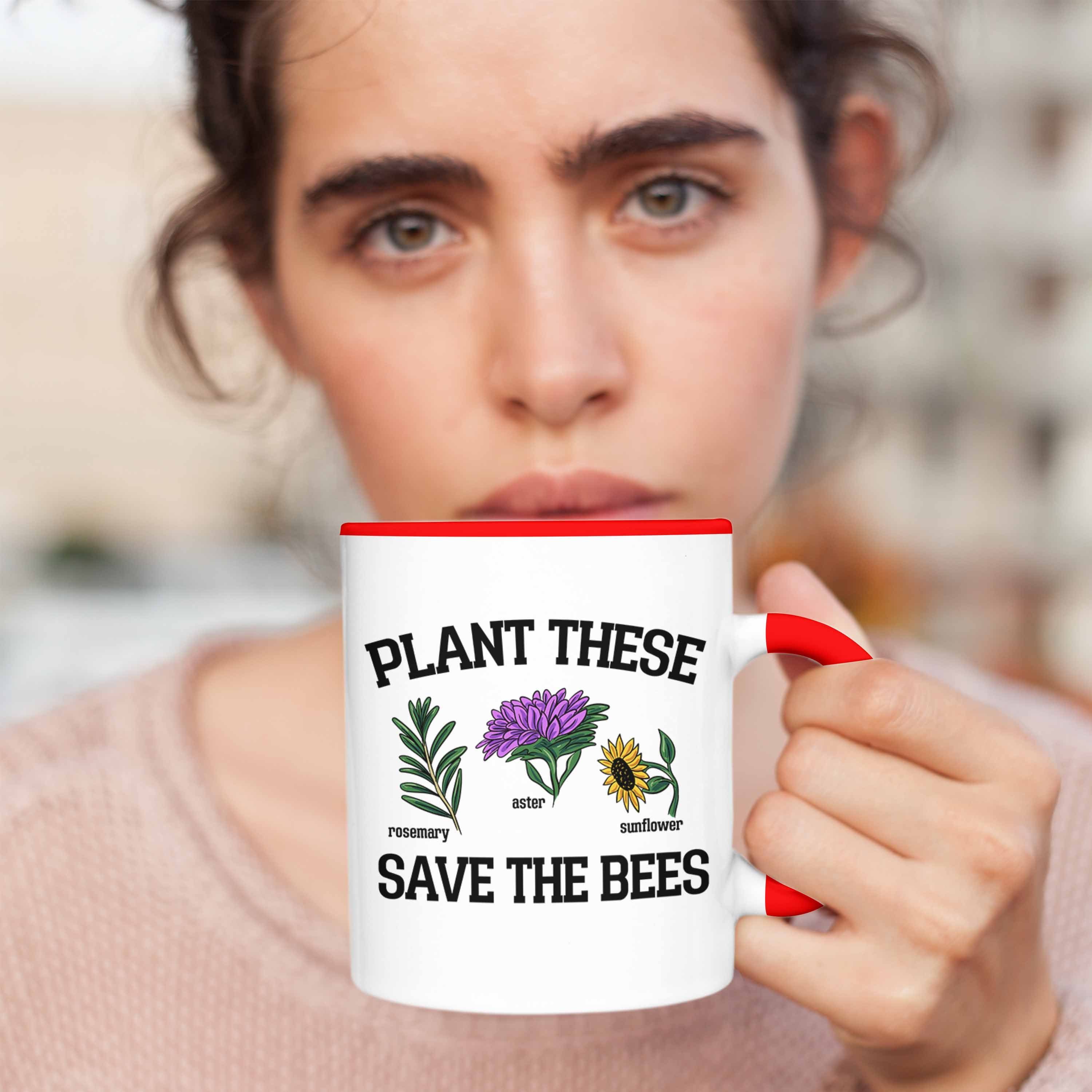 Bees Trendation Tasse Plant Geschenk Save Lustige Bienenliebhaber The Tasse These für Rot