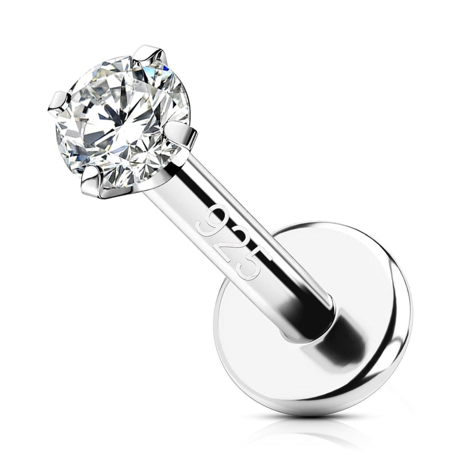 LuxusKollektion Piercing-Set Piercing Helix Silber 925 6 mm Innengewinde 16G 2.5 mm 2mm CZ 16G6mm