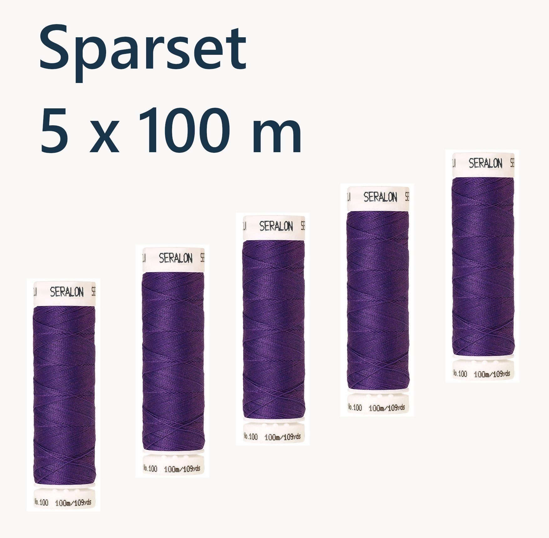Amann 5 x 100 m Amann Nähgarn Allesnäher Seralon - 0030 - Violett Nähgarn, 500 m (Sparset, 5-St), Nähgarn für alle Stoff- und Sticharten