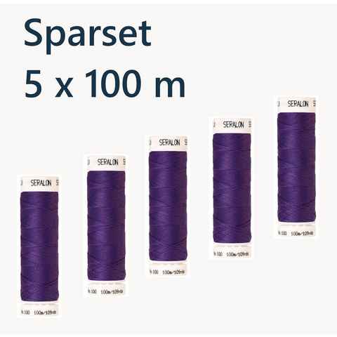 Amann 5 x 100 m Amann Nähgarn Allesnäher Seralon - 0030 - Violett Nähgarn, 500 m (Sparset, 5-St), Universalgarn für alle Stoff- und Sticharten