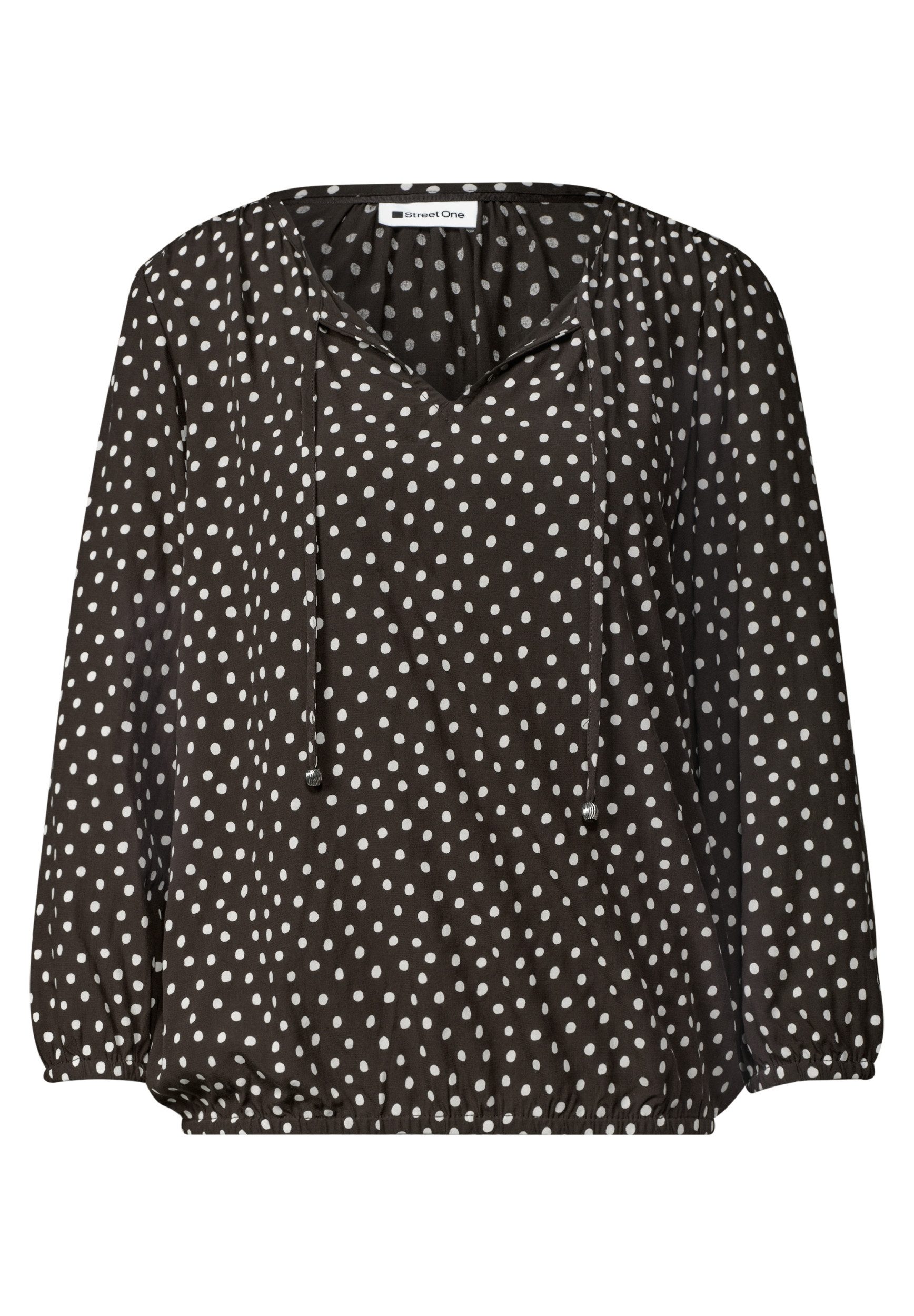 STREET ONE Blusenshirt Printed tunic blouse w string 27874 black coffee