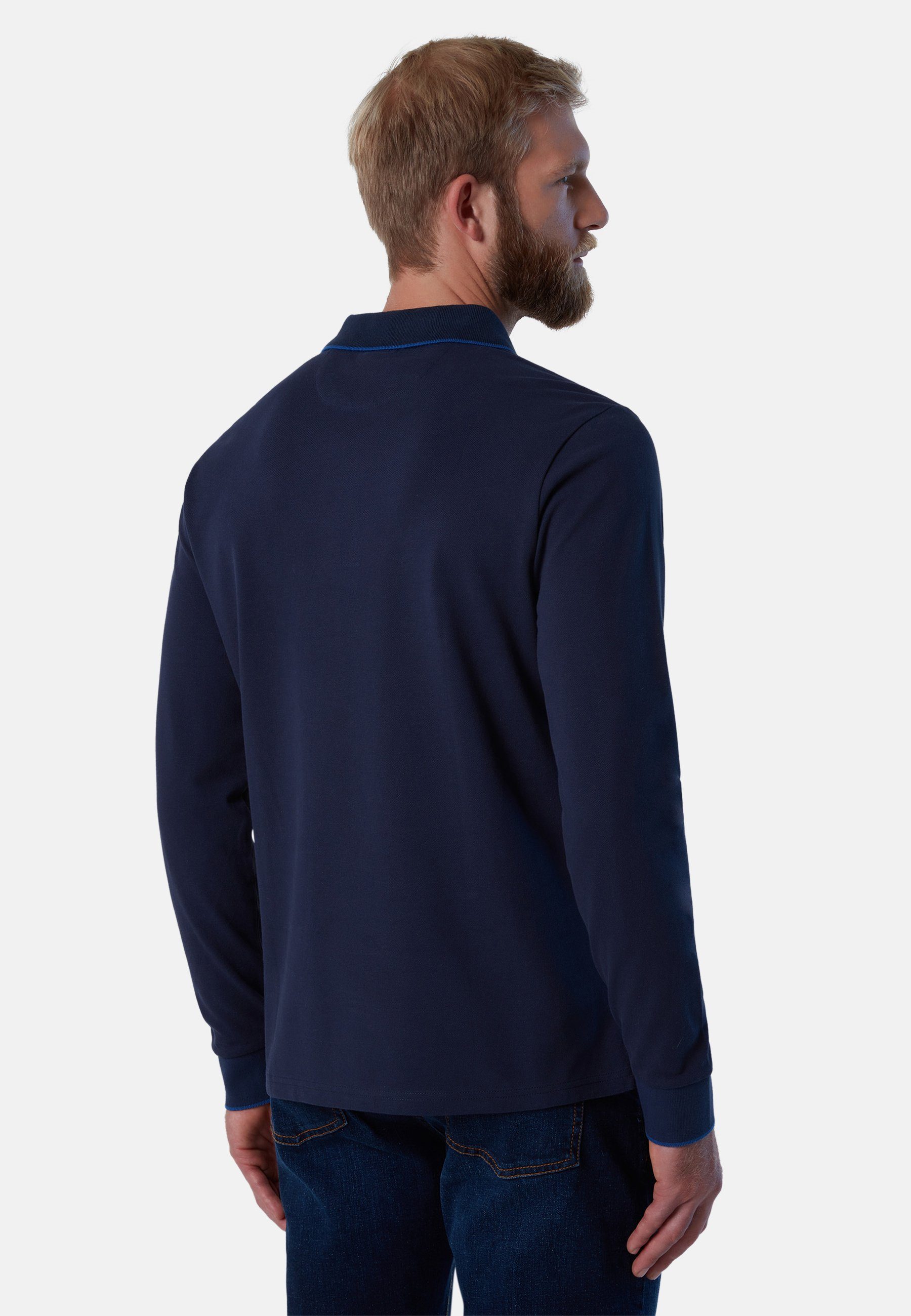 North Sails Design Poloshirt mit Langärmeliges Poloshirt klassischem BLUE