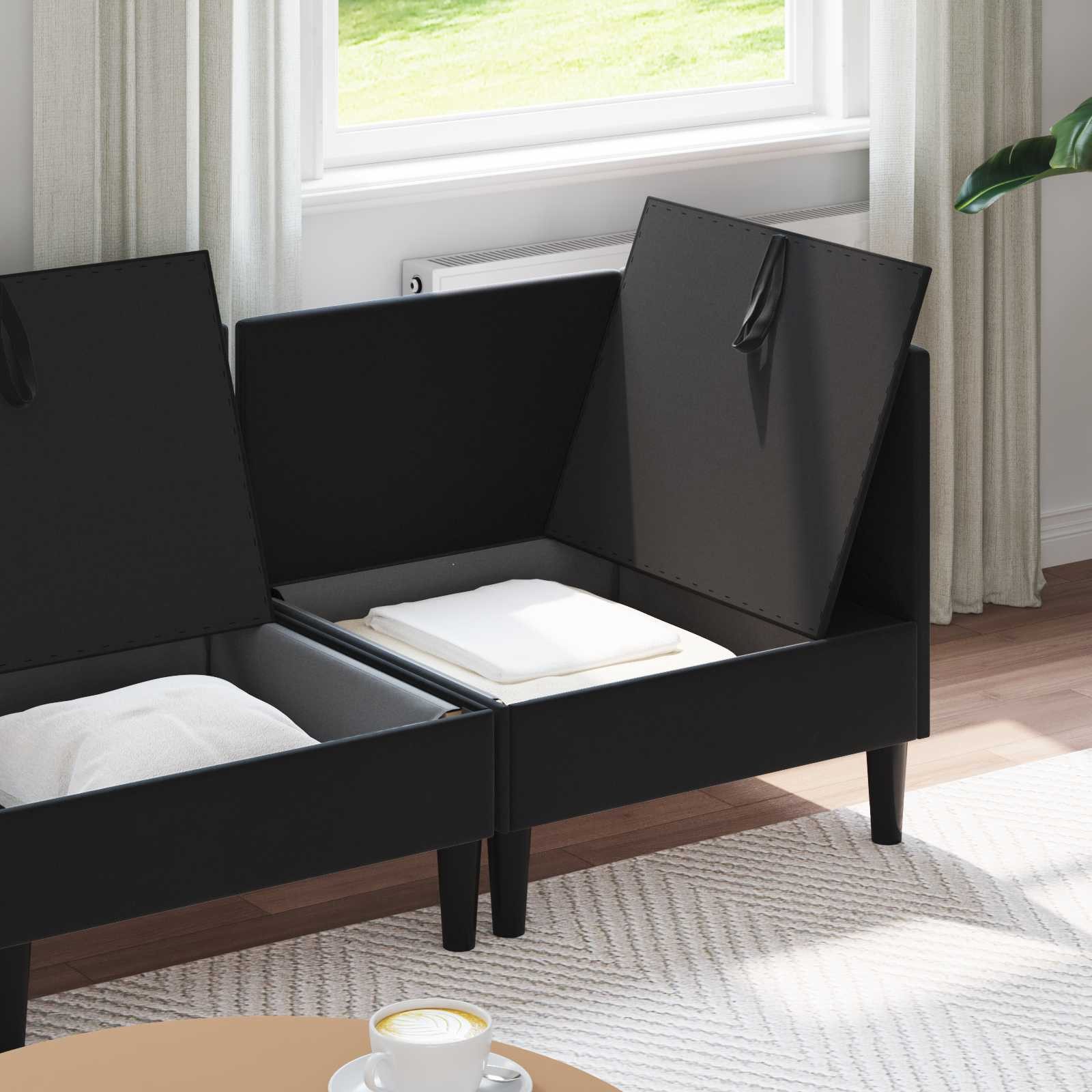 vidaXL Wohnzimmer-Set Wohnzimmergarnitur mit Kissen mit Speicher 4 pcs Schwarz Samt, (4-St)