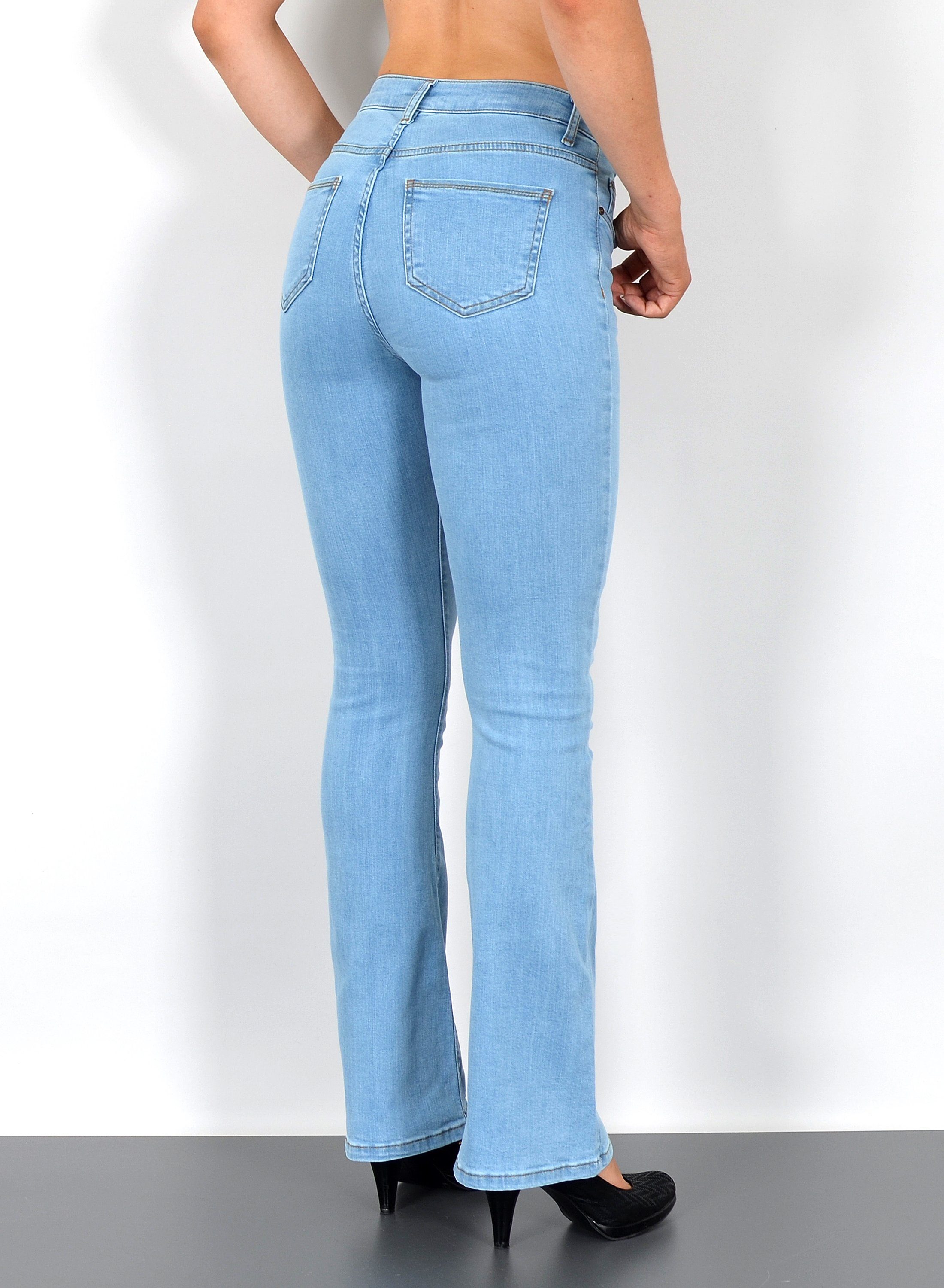 ESRA Bootcut-Jeans Bootcut Jeans Damen High Waist Stretch Wide Leg Jeans bis Übergröße B1 Damen Bootcut Jeans High Waist Damen Schlaghose Jeans weites Bein Hose – Bild 4 von 5
