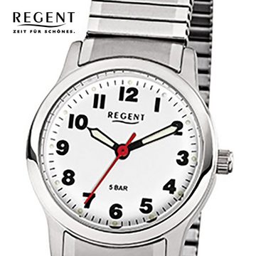 Regent Quarzuhr Regent Damen-Armbanduhr silber Analog F-898, (Analoguhr), Damen Armbanduhr rund, klein (ca. 28mm), Edelstahlarmband