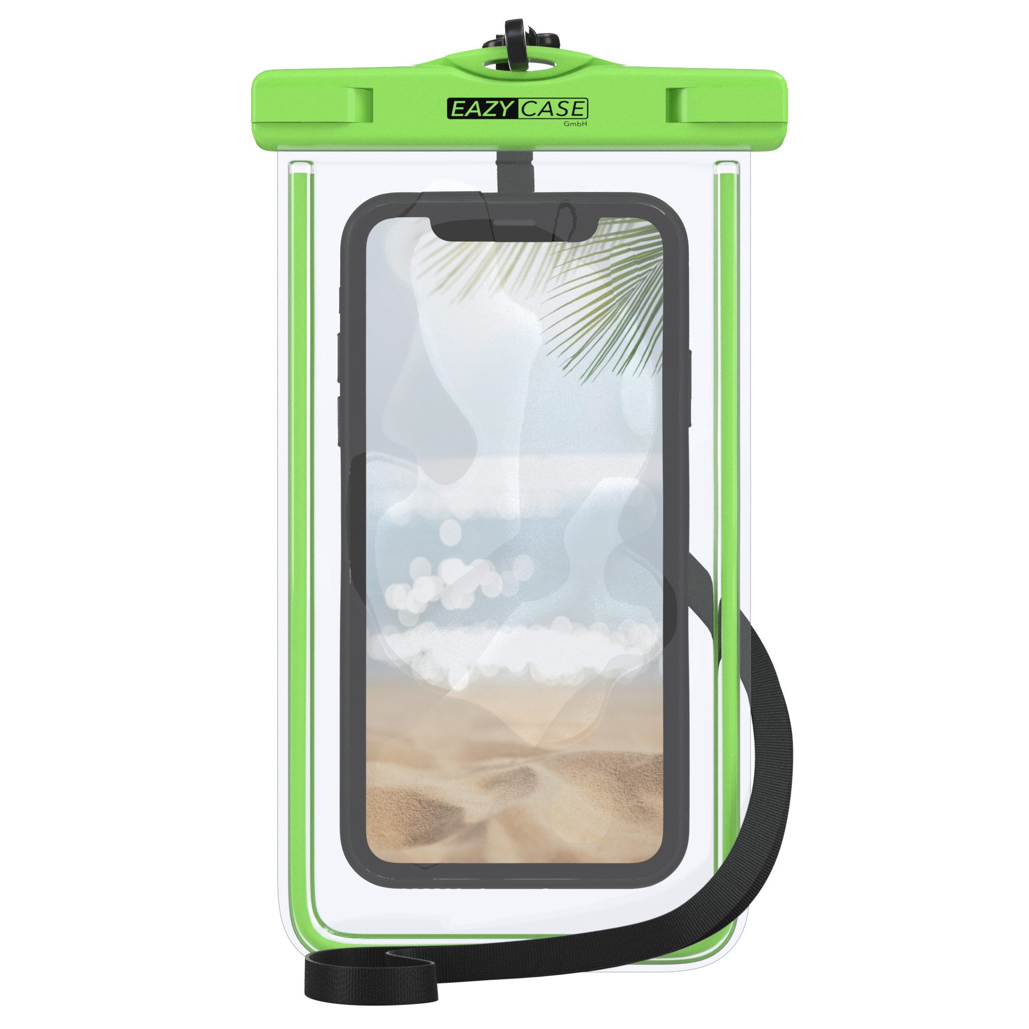 EAZY CASE Handyhülle Universale Unterwasser-Tasche für viele Modelle 3,5 - 6,7 Zoll, Unterwasser Taschen zum Tauchen Unterwasser Fotos Schutzhülle Grün