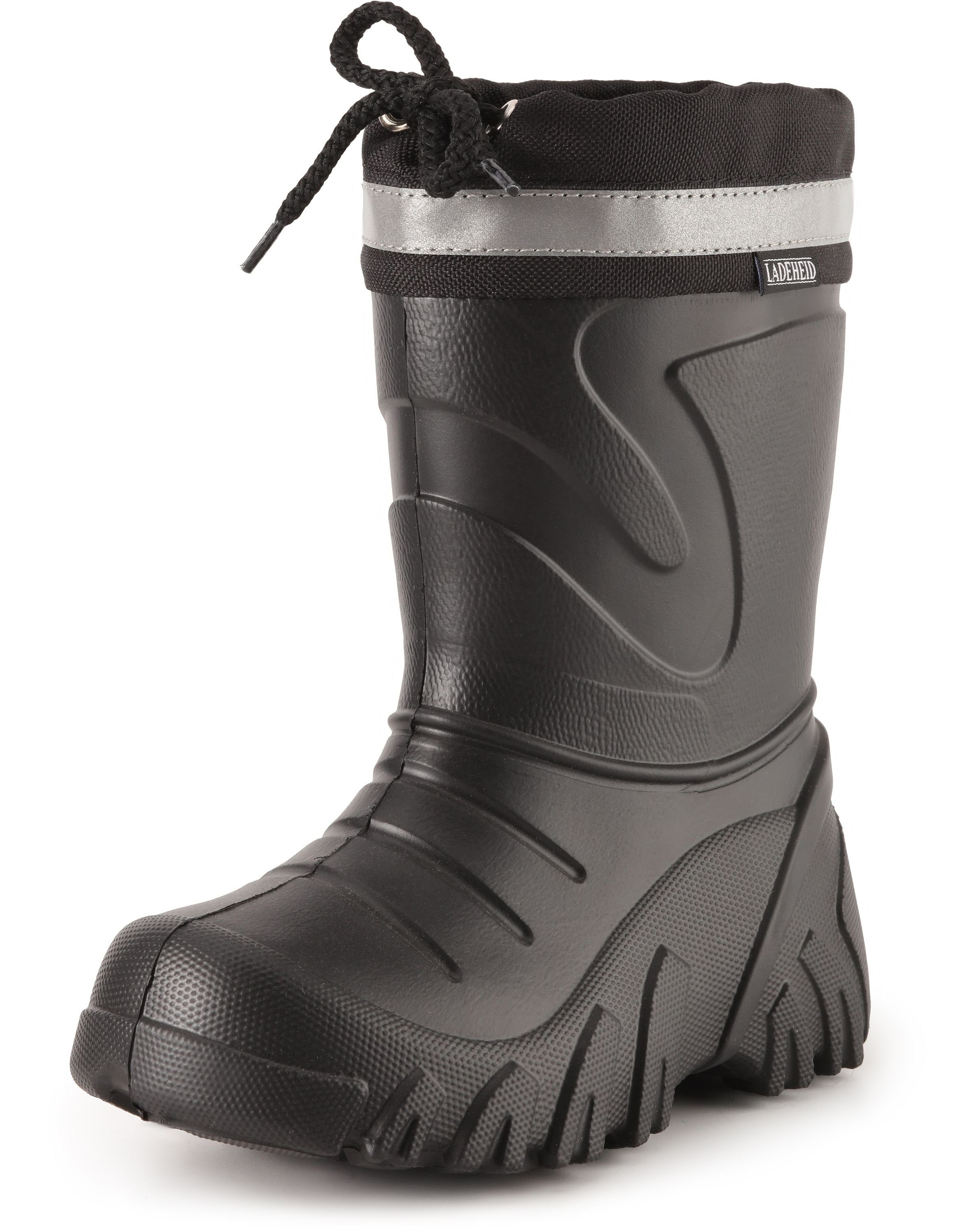 Kinder Thermo Gummistiefel Schwarz/Blendung Ladeheid federleichte gefüttert Gummistiefel LA-835 EVA Winter