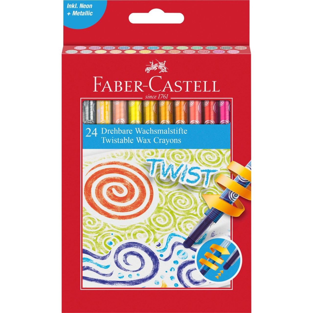 Faber-Castell Hefter Faber-Castell Wachsmalkreide - drehbar - 24er Kartonetui