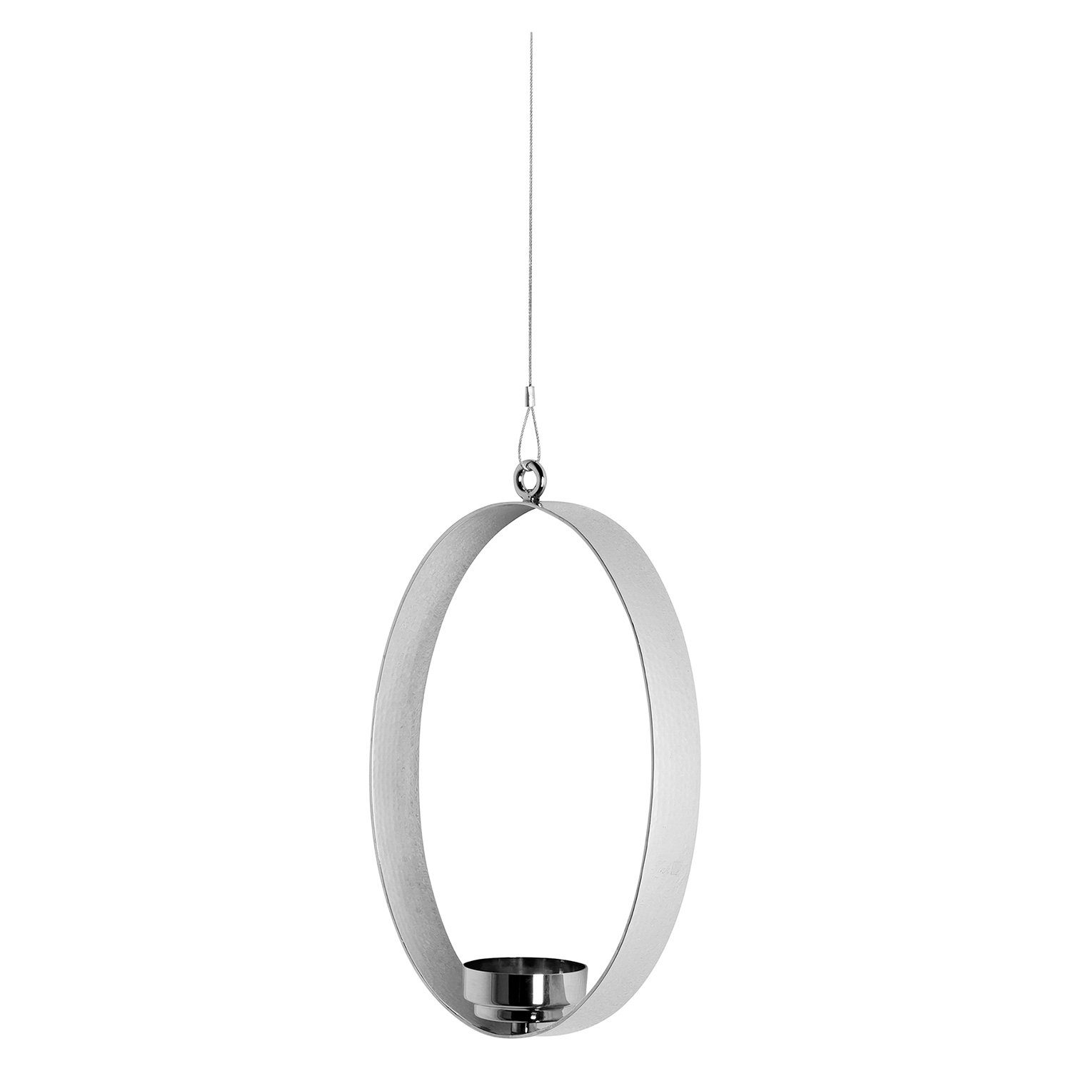 Fink Teelichthalter Teelichthalter SABINA - silberfarben - Edelstahl - H.33cm x B.25cm (1 St., Kerzenhalter), vernickelt - gehämmert - nicht outdoorgeeignet