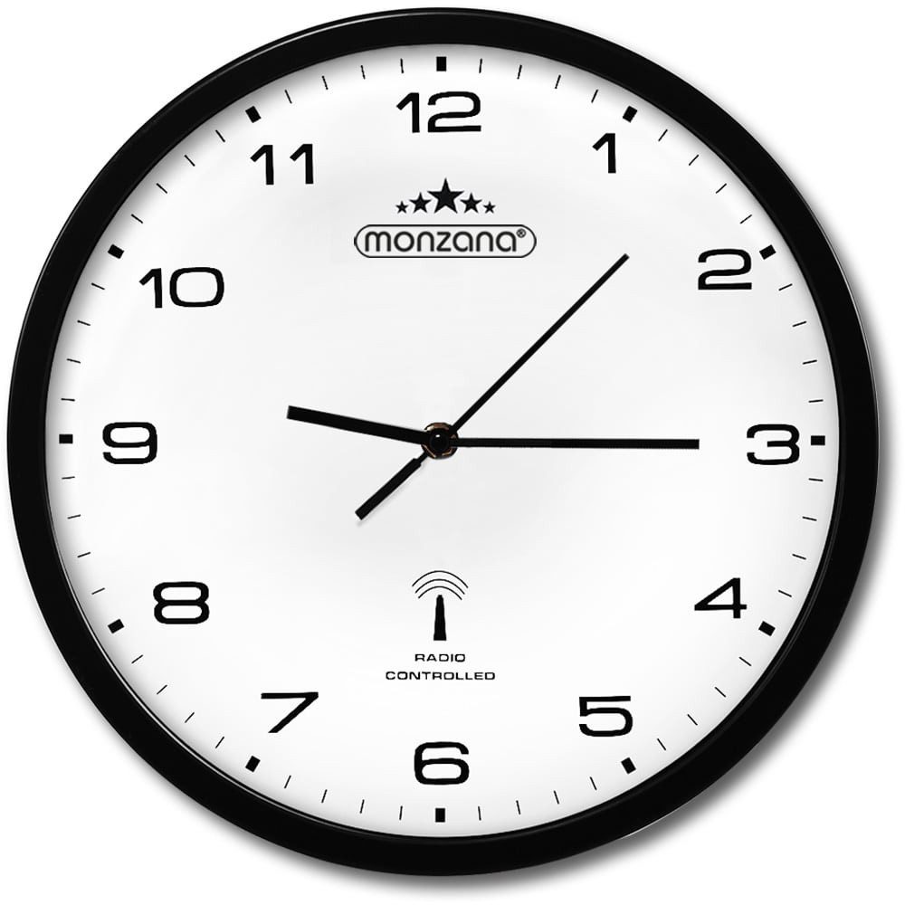 monzana Wanduhr (Groß Funk Wohnzimmer Schwarz Küchenuhr Modern Autom. Zeitumstellung)