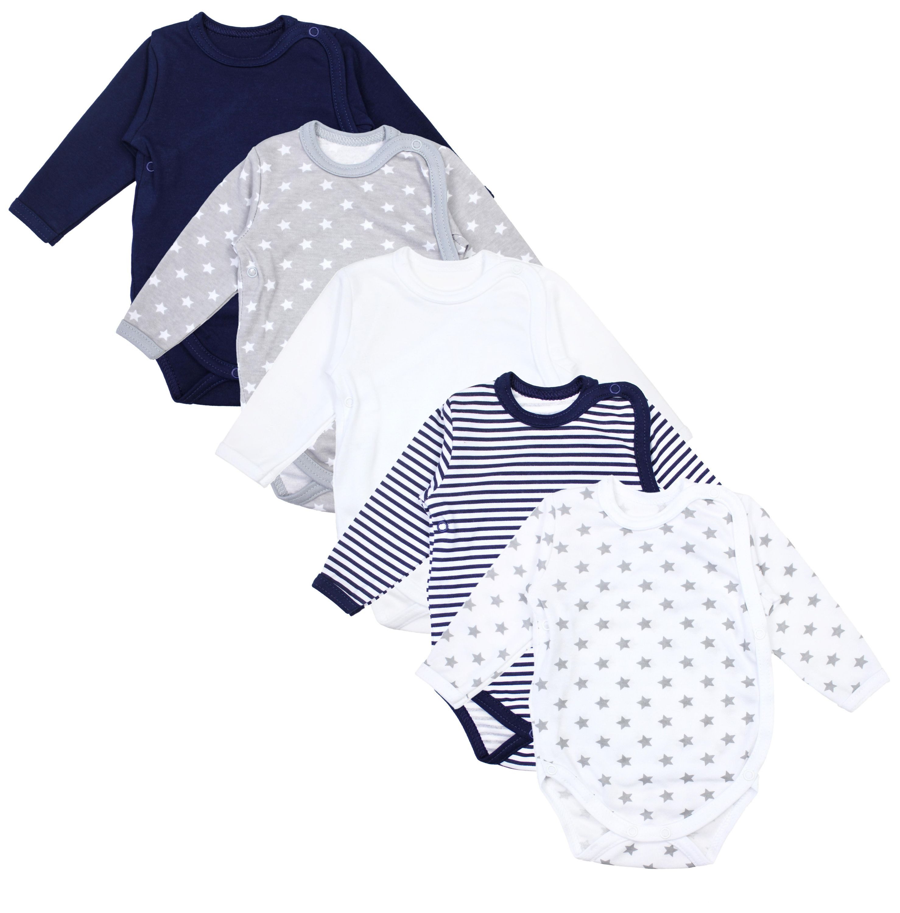 Wickelbody TupTam Baby Unisex Langarm Wickelbody Print / Uni 5er Pack